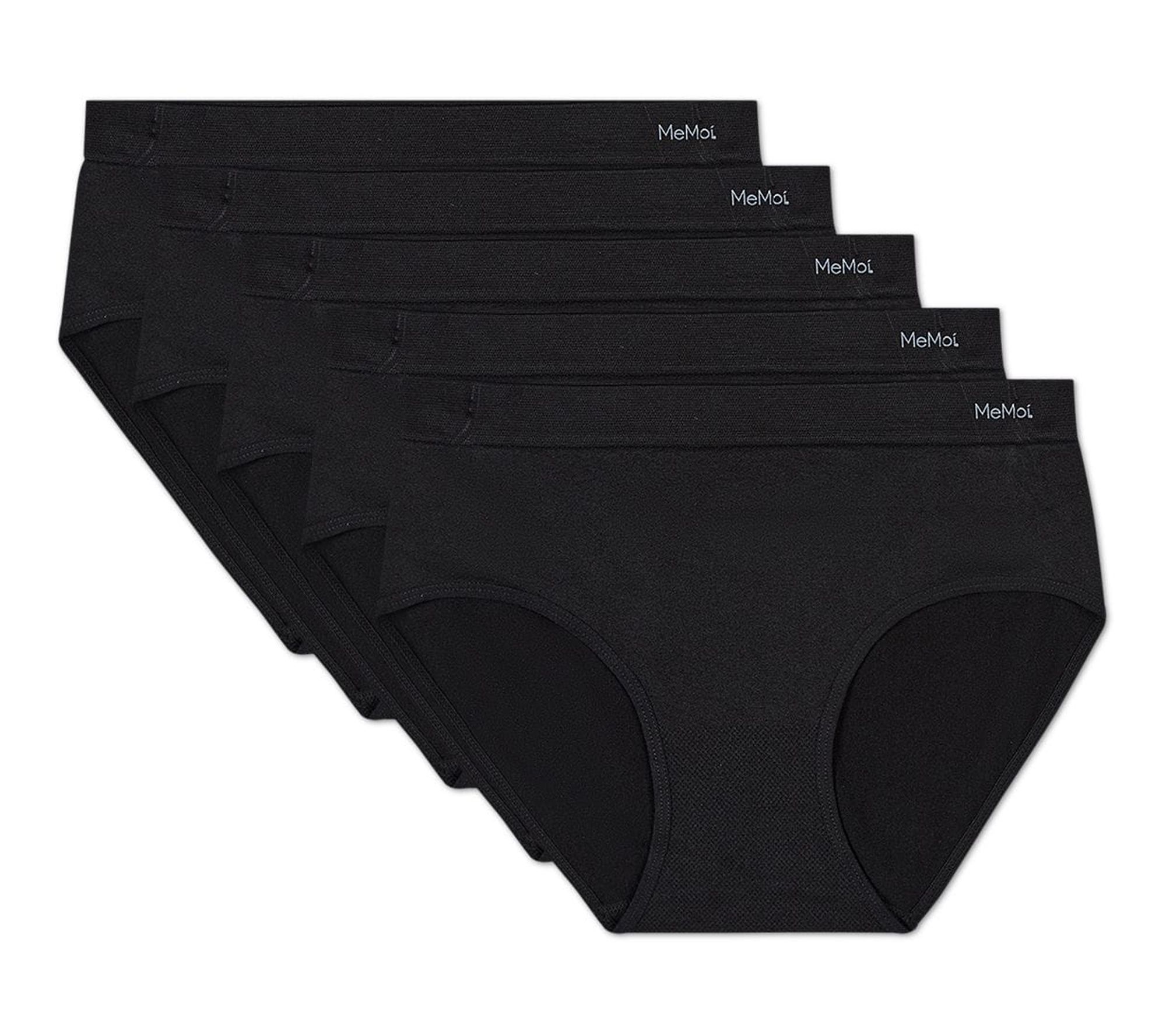 Memoi Women's Set of 5 Seamless Solid-Color Brief Panties