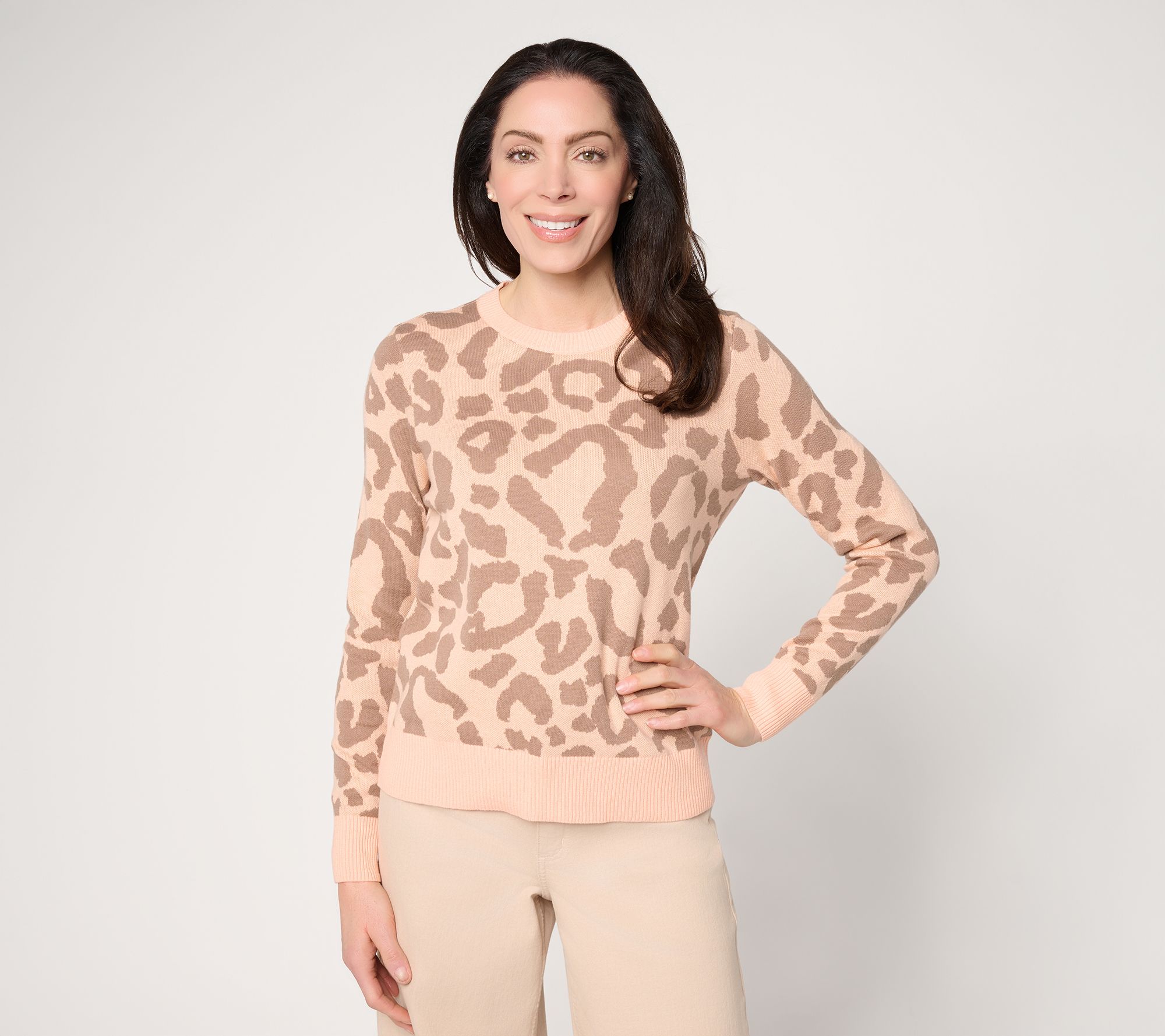 "As Is" AnyBody Cotton Jacquard Crew Neck Pullover Sweater