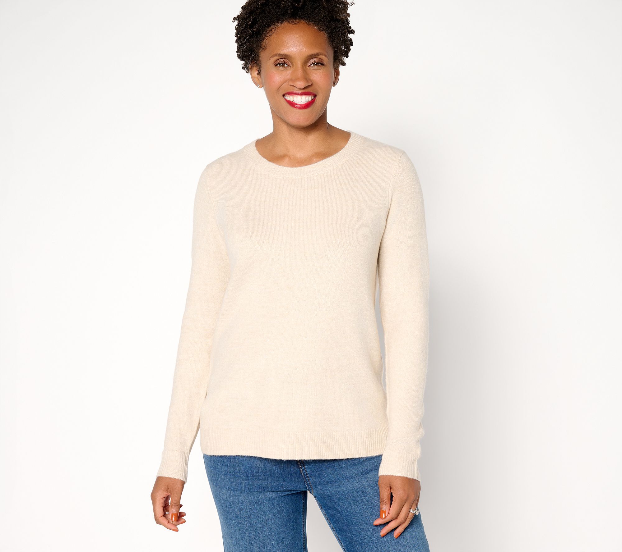 "As Is" Denim & Co. Essentials Long Sleeve Crew Neck Sweater