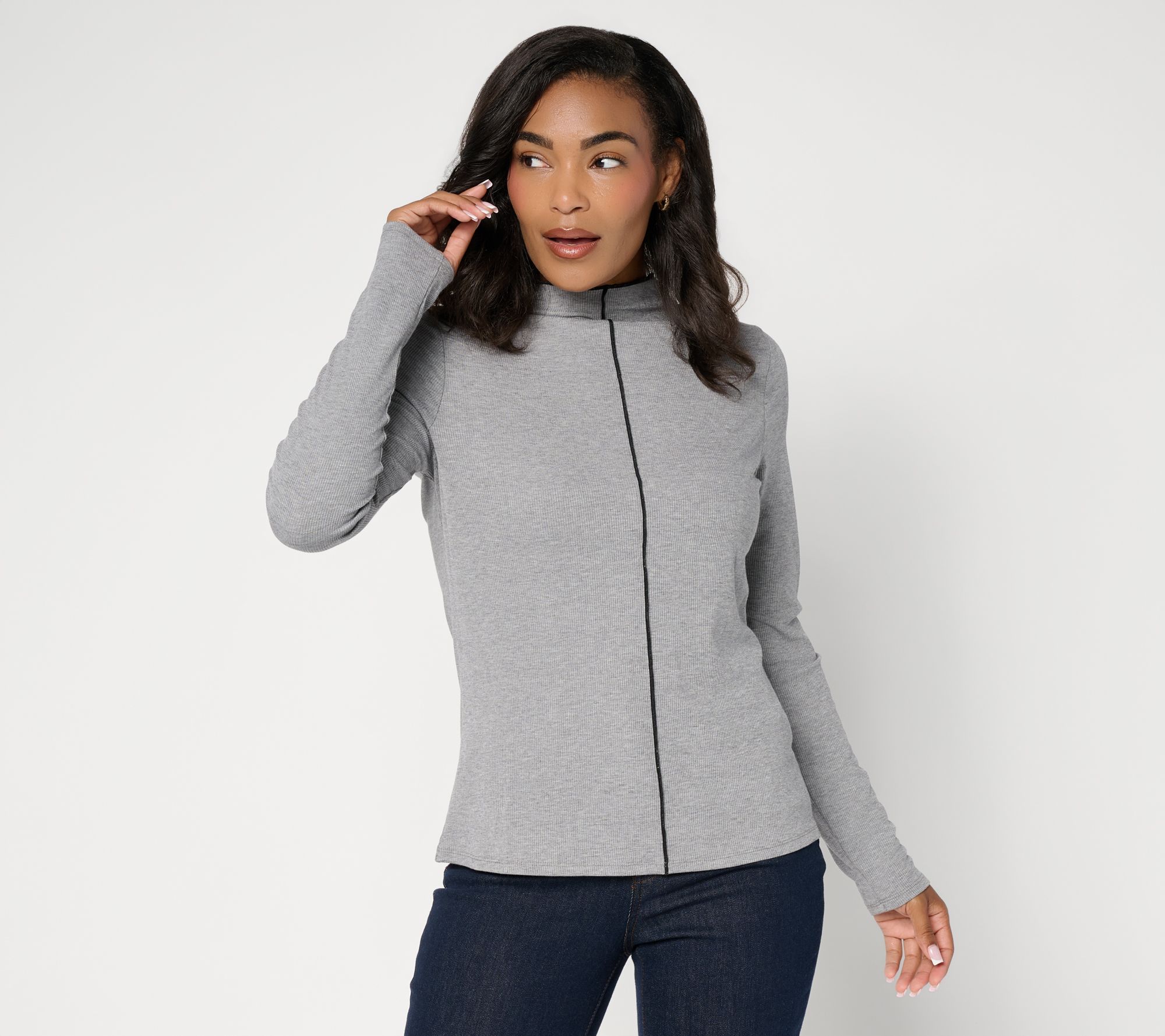 RM Studio x Rebecca Minkoff Rib Knit Contrast Stitch Top