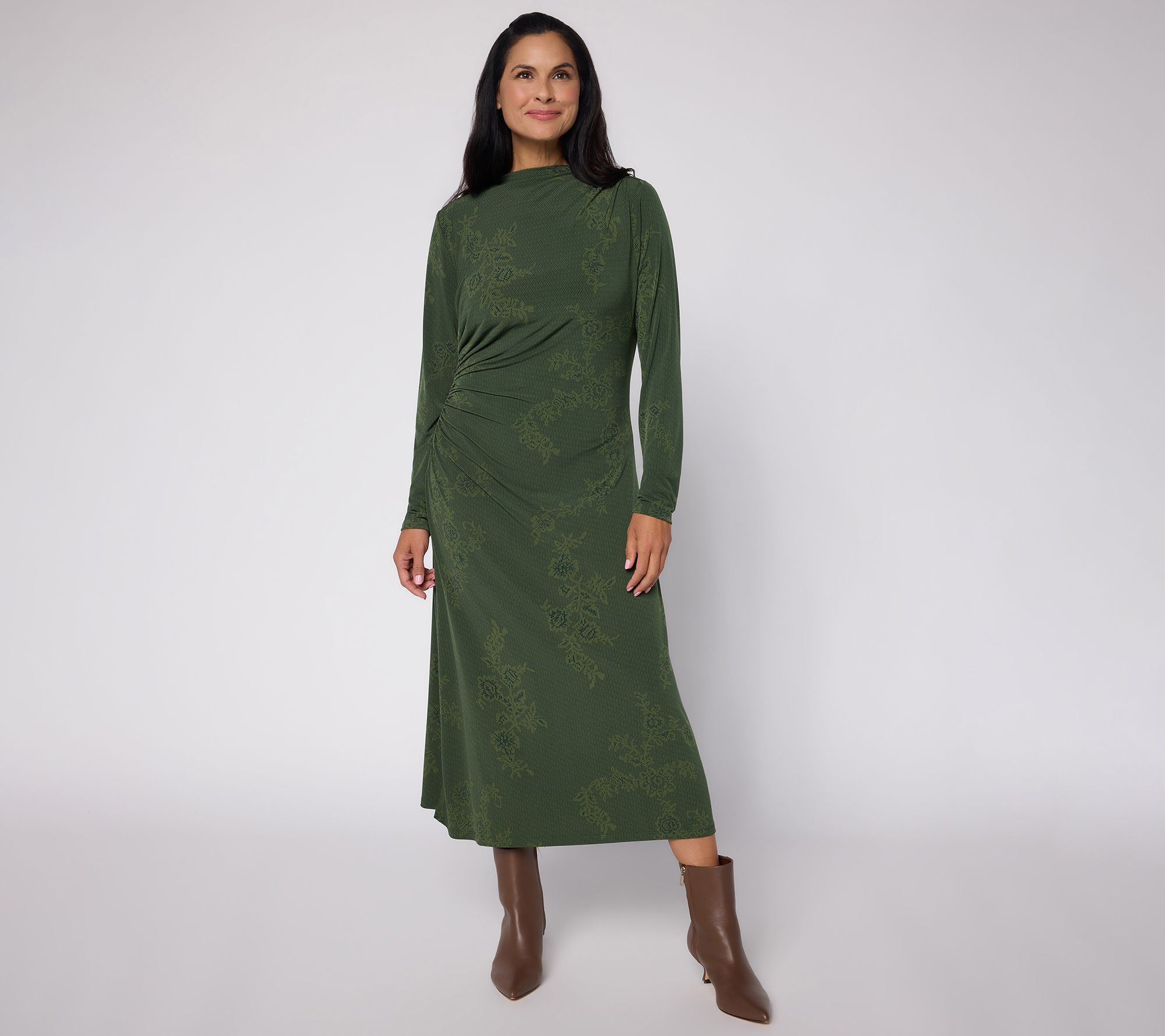 Me by Jennie Garth Regular Rouched Jersey Knit Midi Dress