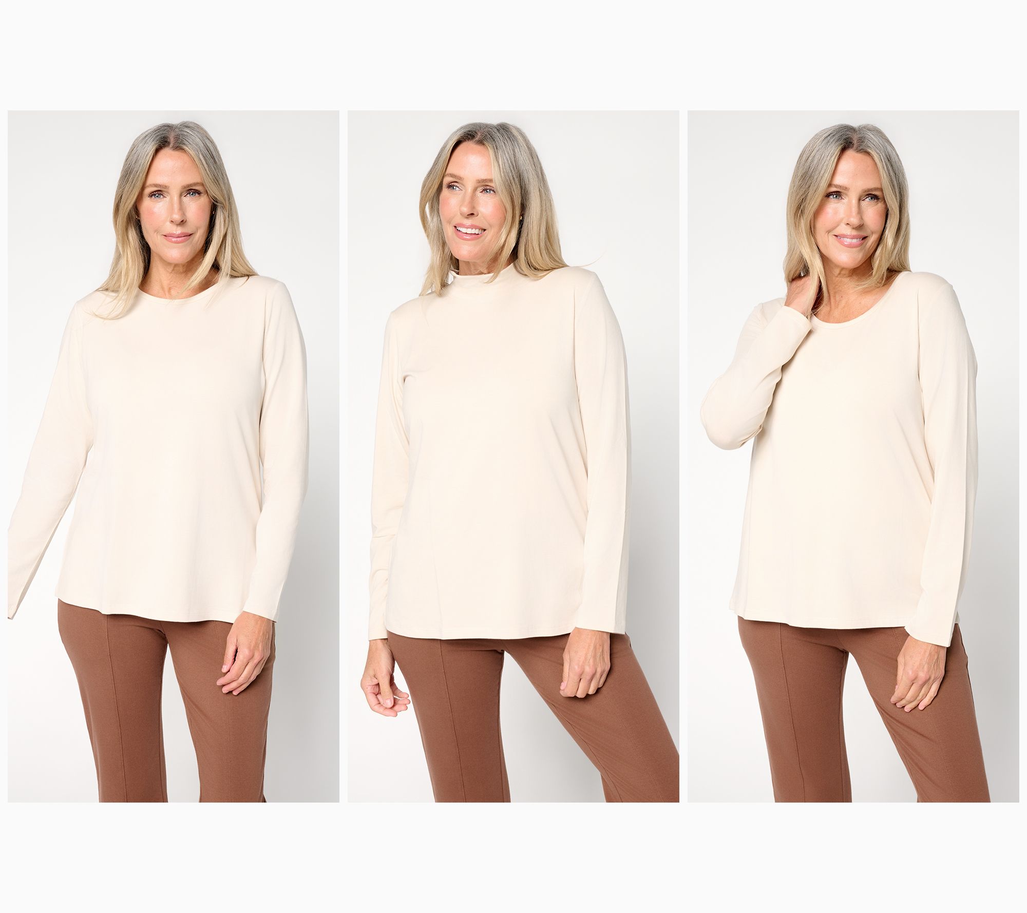 Denim & Co. Essentials So Soft Jersey 3 -Pack Long Sleeve Top
