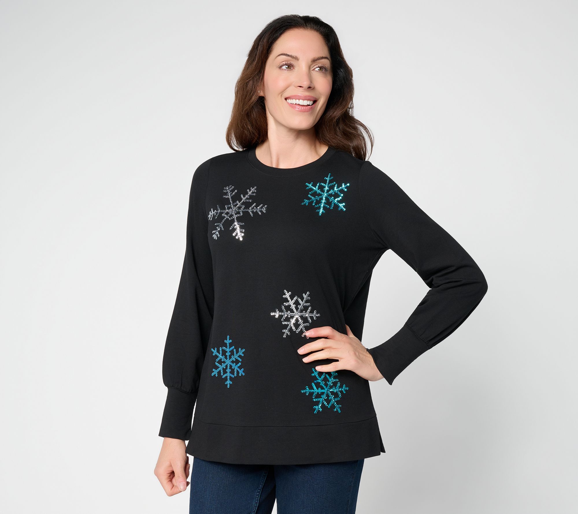 Jingle Belles by Kim Gravel Let it Snow Sequin Top