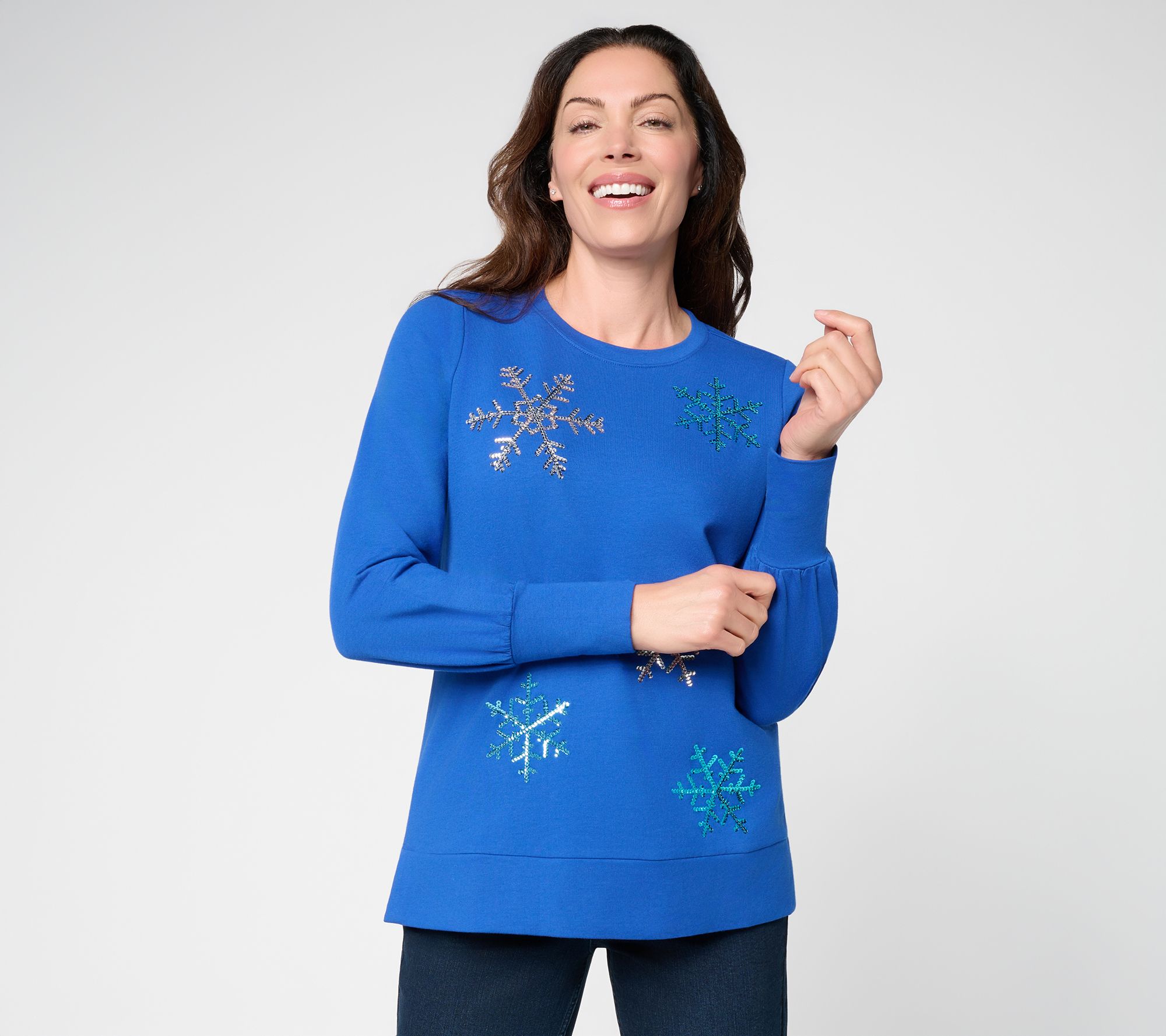 Jingle Belles by Kim Gravel Let it Snow Sequin Top