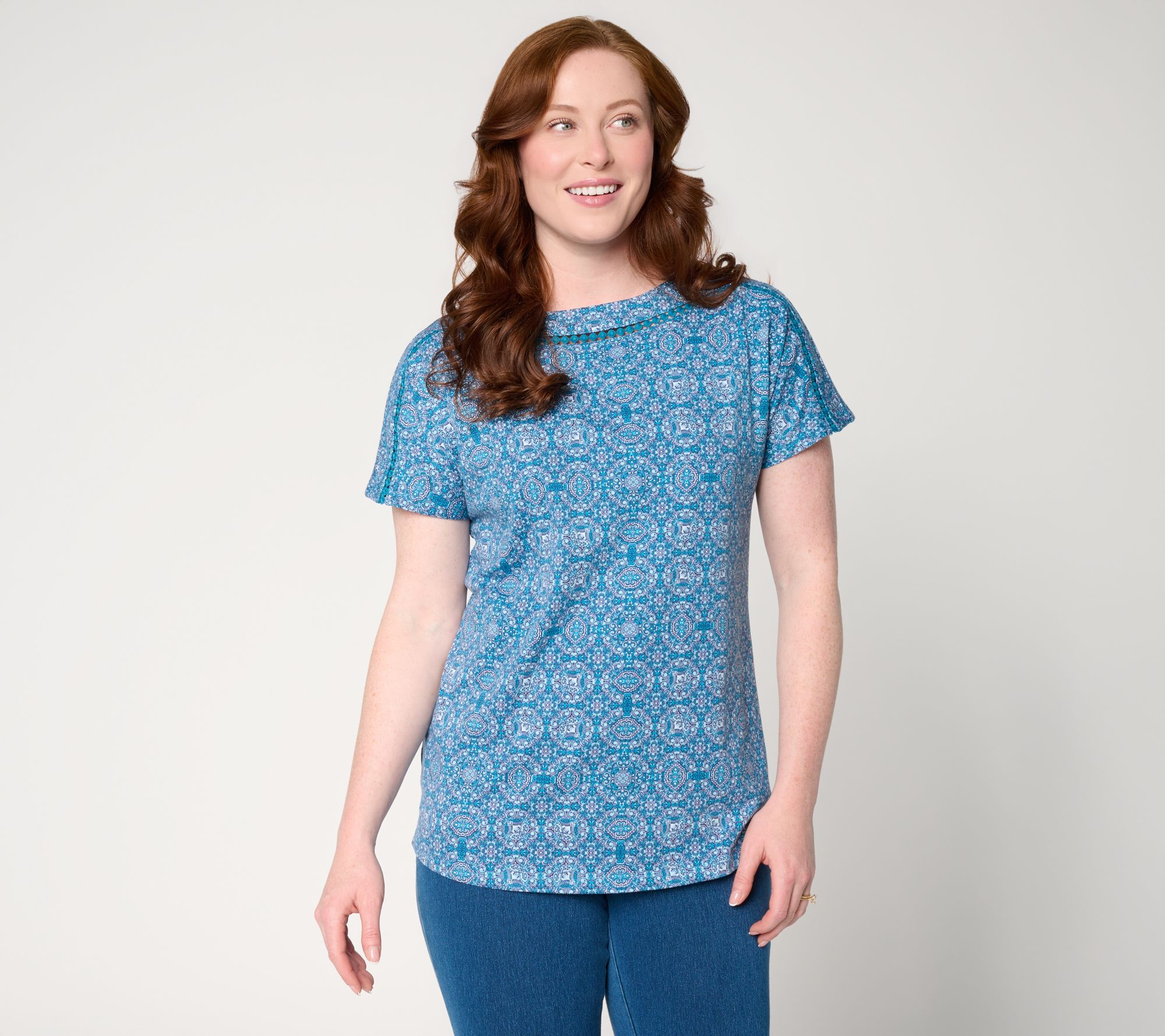 "As Is" Denim & Co. Printed Favorite Jersey Dolman Sleeve Top