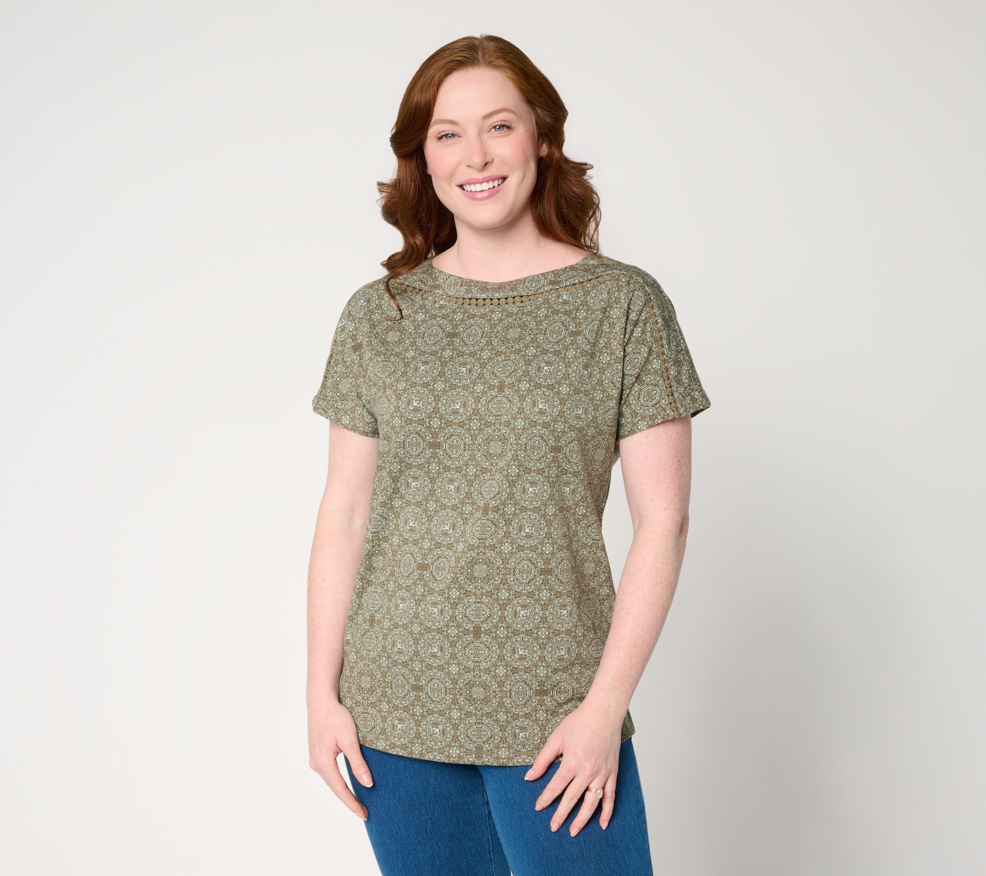 "As Is" Denim & Co. Printed Favorite Jersey Dolman Sleeve Top
