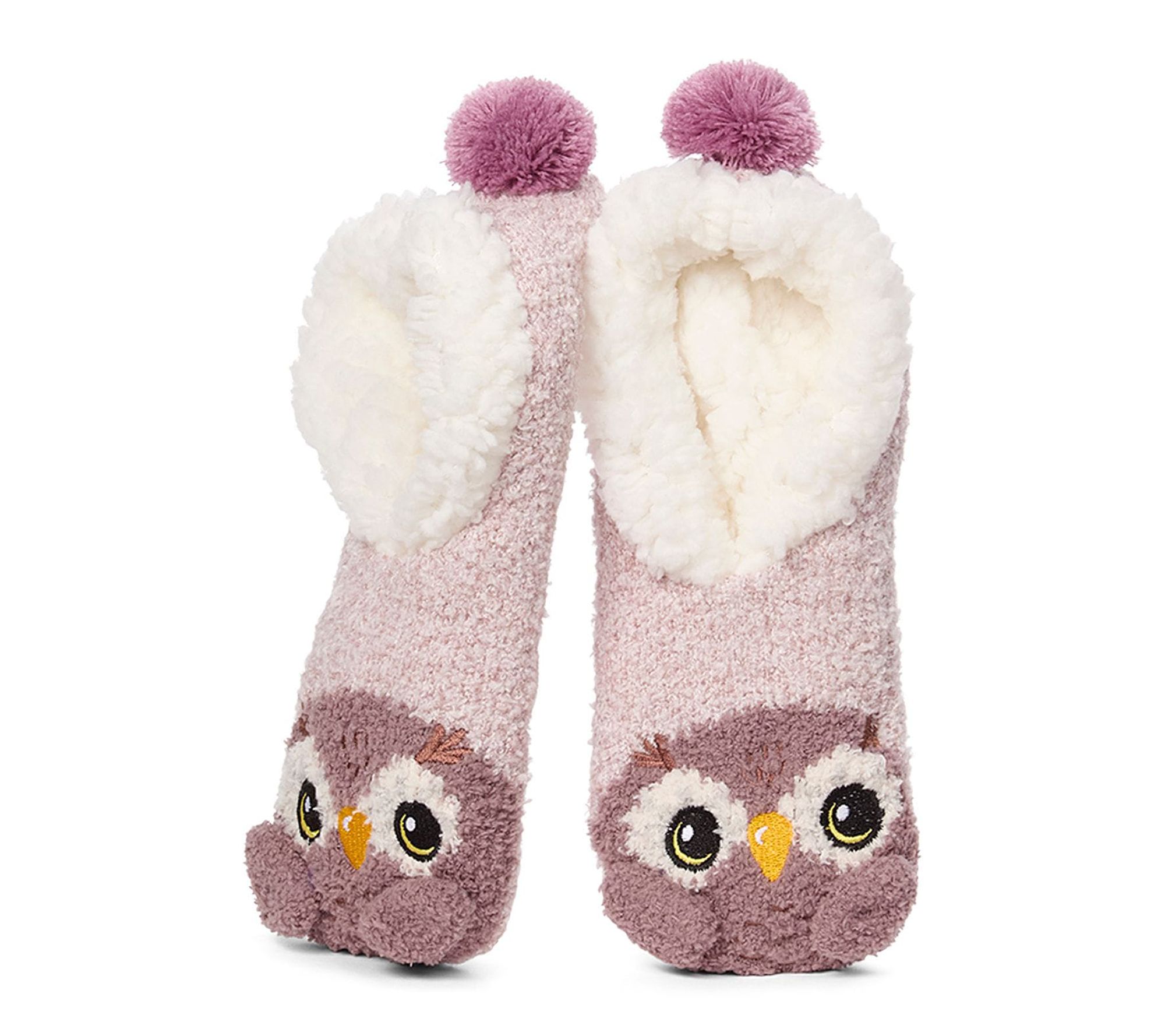 Memoi Owl Embellished Plush Lined Slippers