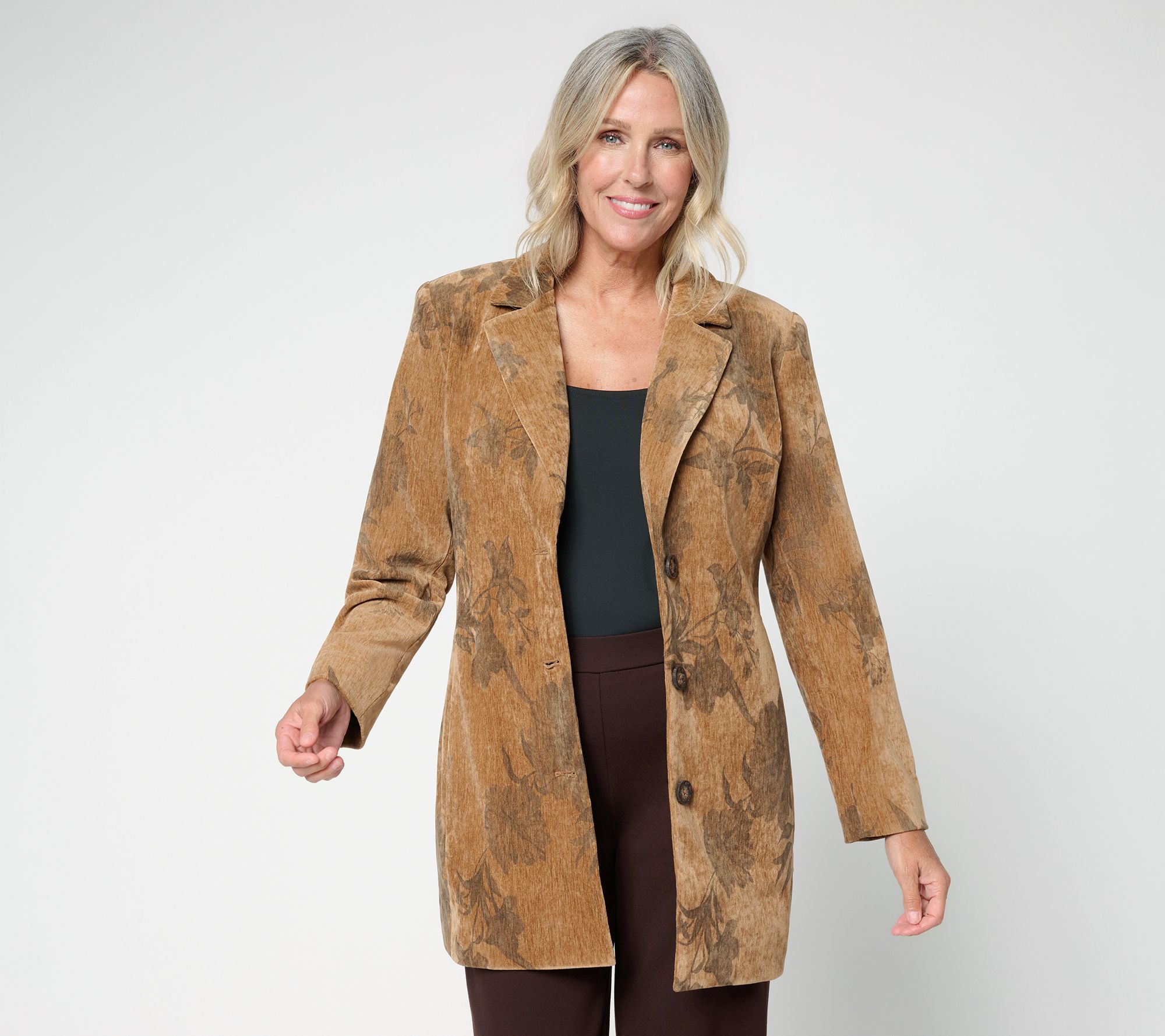 Susan Graver Regular Chenille Knit Notch Collar Jacket
