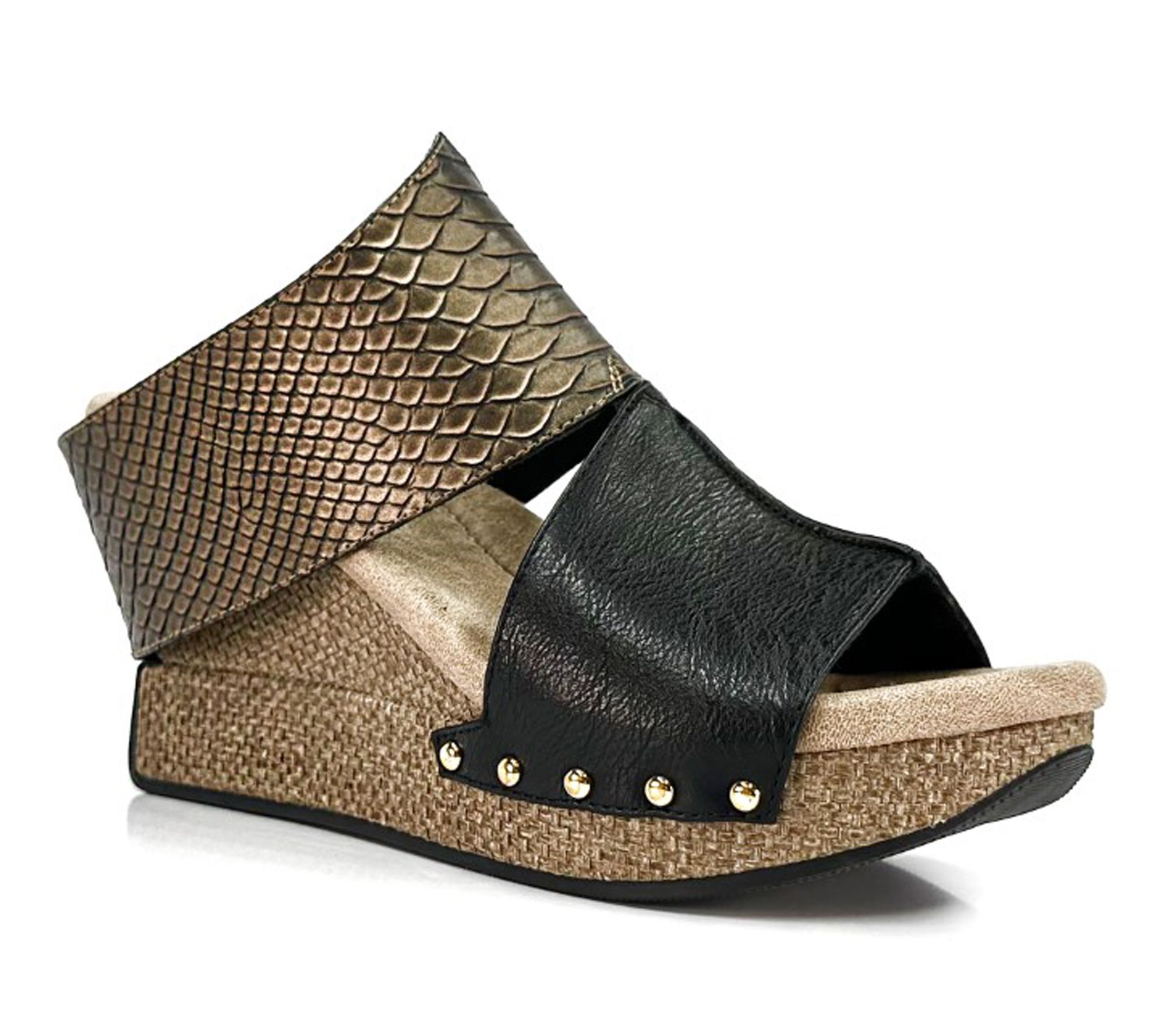 Modzori Virginia Reversible Wedge Sandal -Copper Flips Black