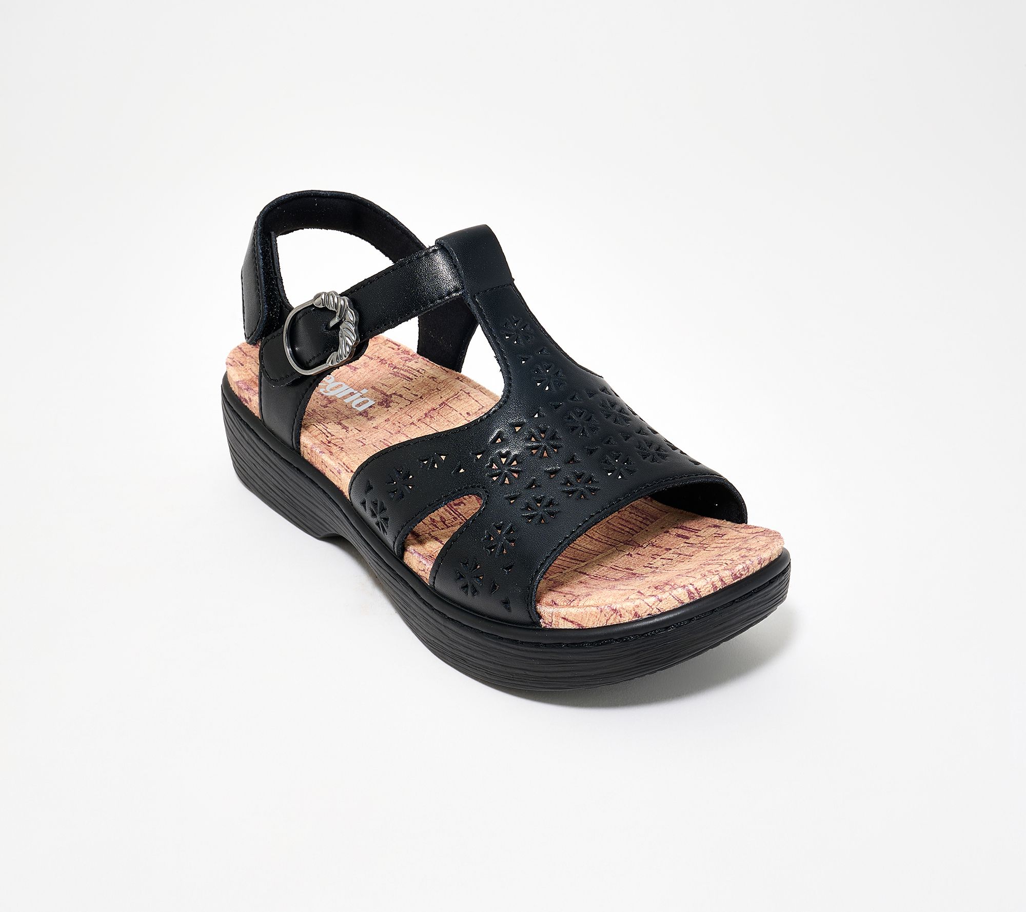 "As Is" Alegria Leather Adjustable T-Strap Sandals Samantha