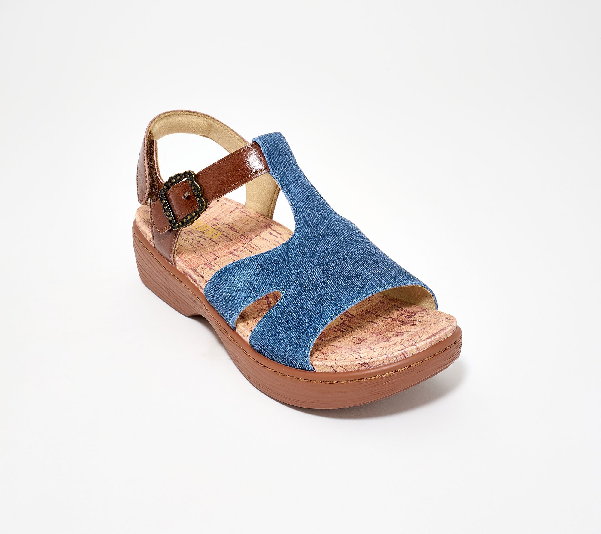 "As Is" Alegria Leather Adjustable T-Strap Sandals Samantha