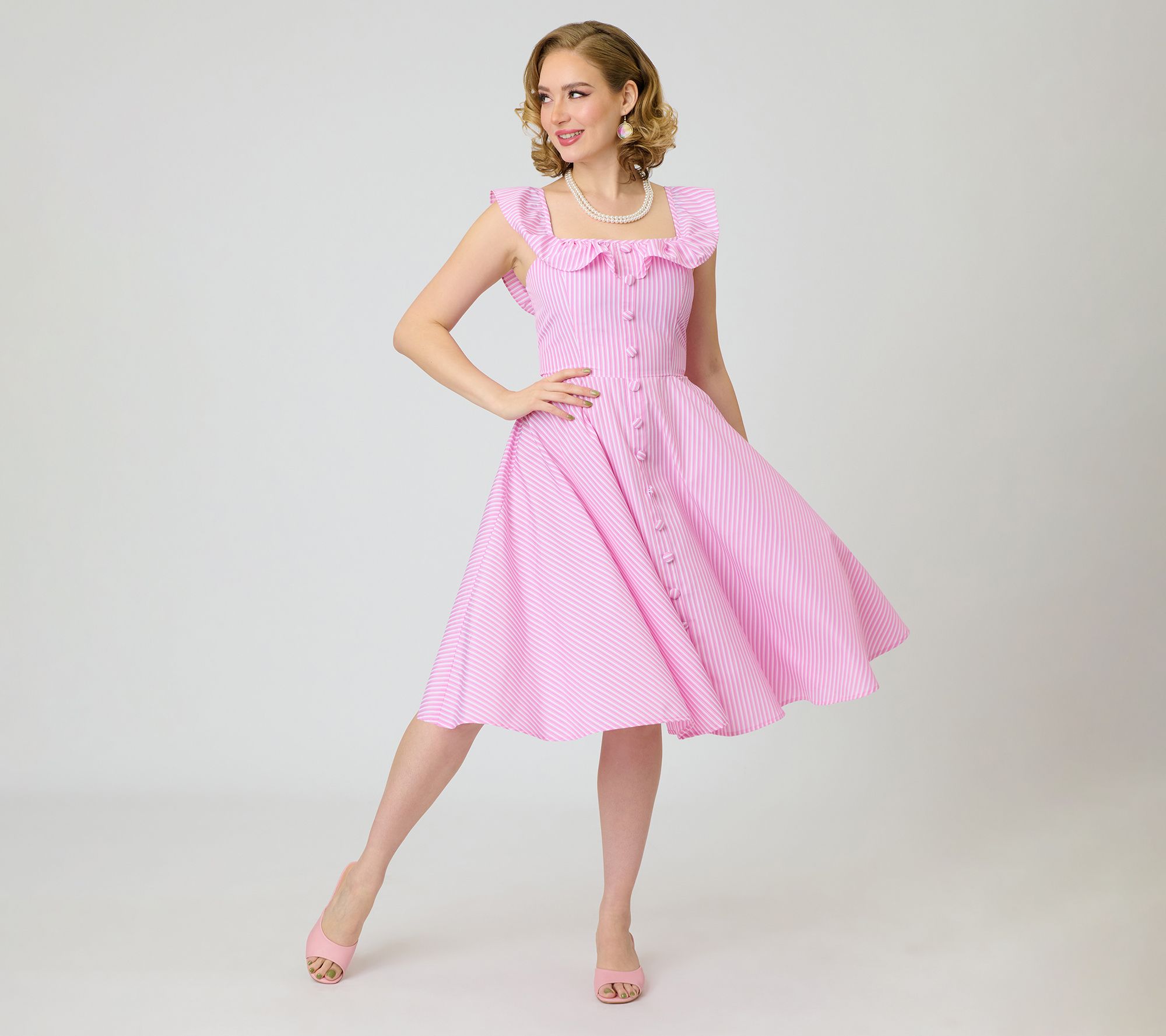 Magnolia Place Pink Stripe Barbara Swing Dress