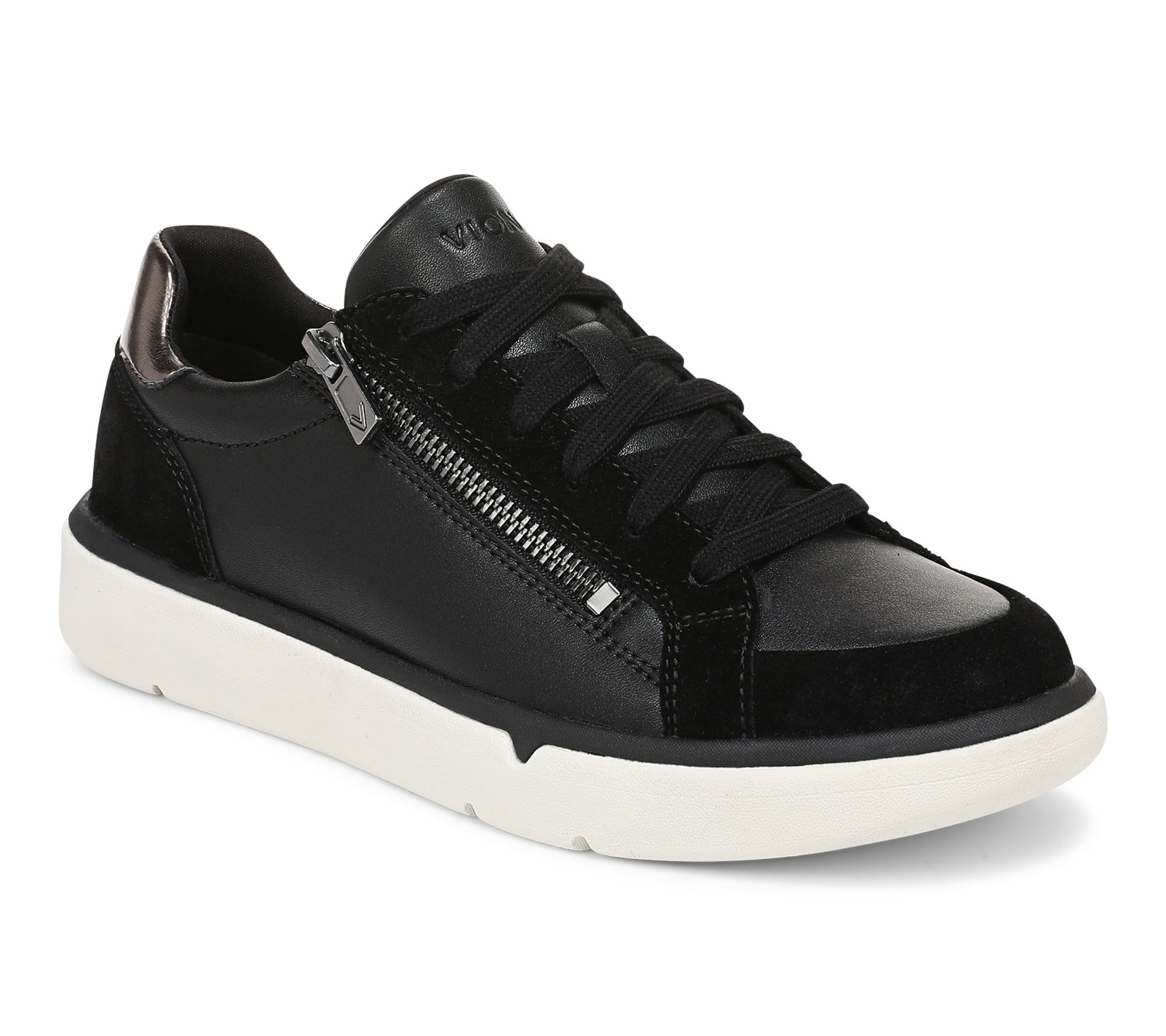 Vionic Side Zip Leather Sneaker - City Walk Axs