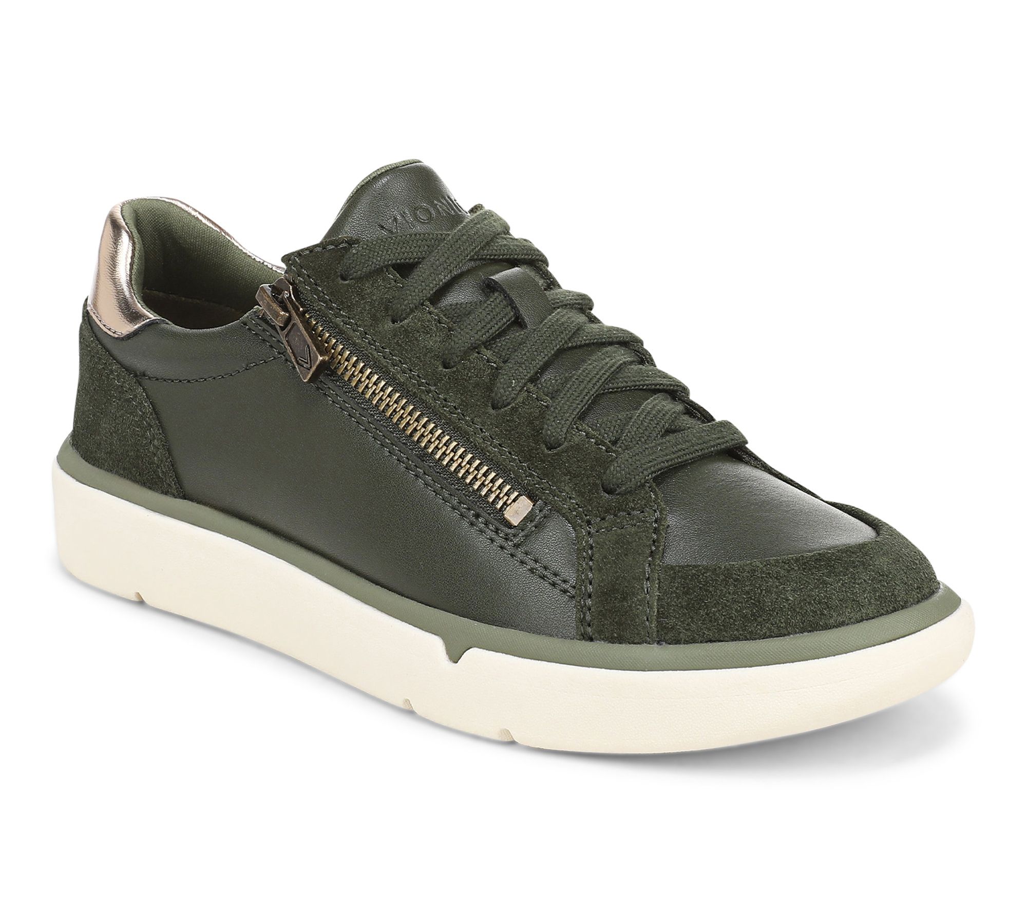 Vionic Side Zip Leather Sneaker - City Walk Axs
