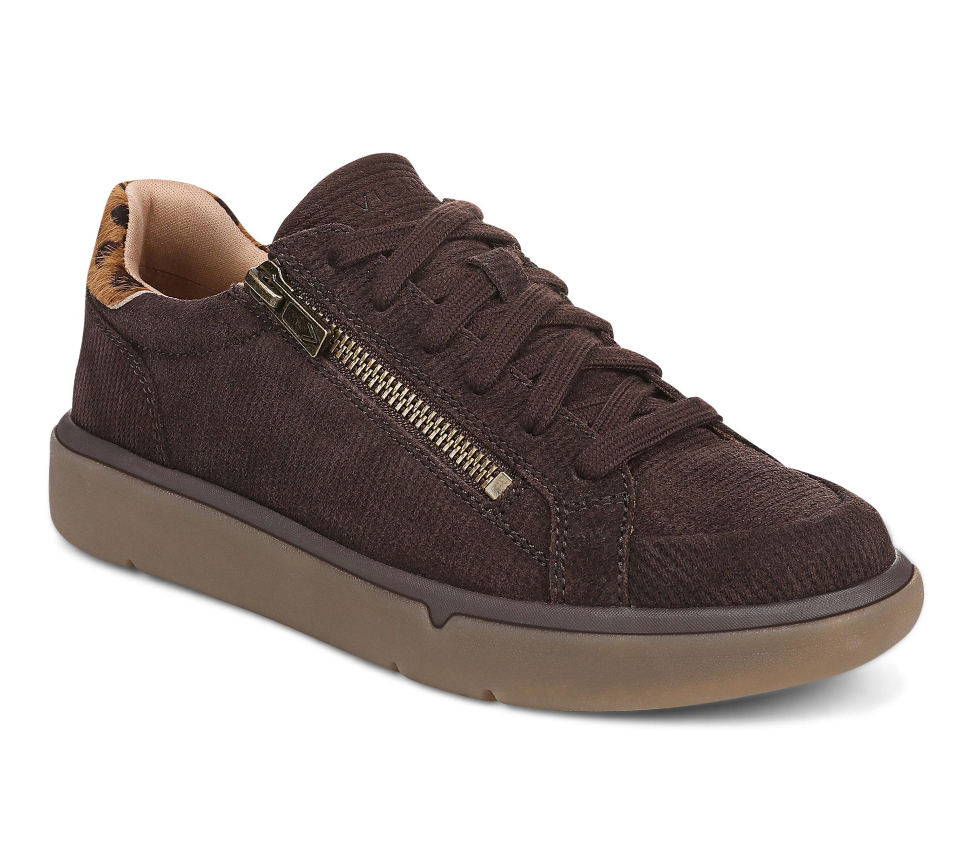 Vionic Side Zip Leather Sneaker - City Walk Axs