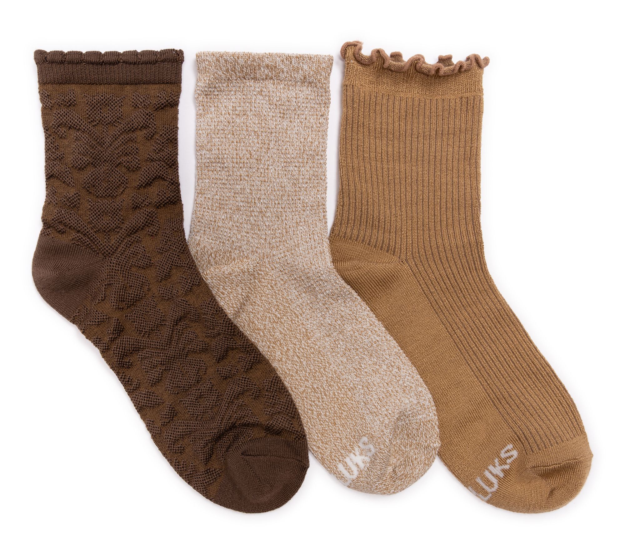 Muk Luks 3 PK Whisper Soft 6" Crew Sock