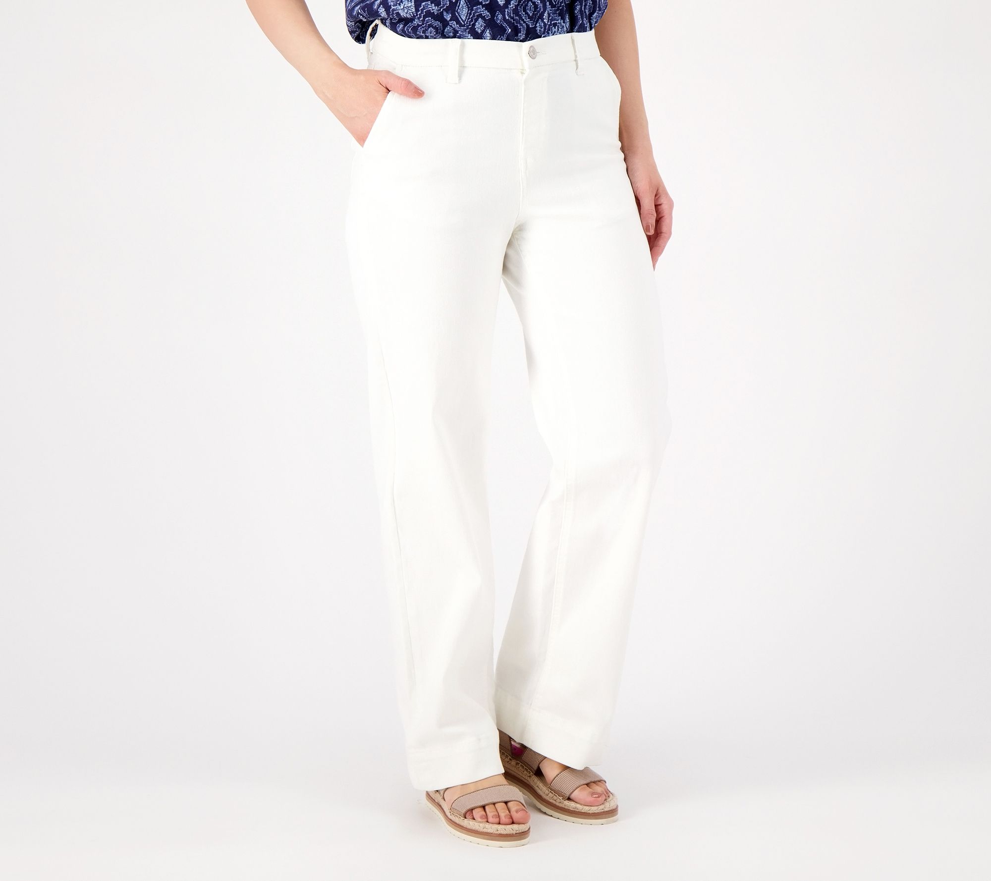 Denim & Co. Easy Stretch Denim Regular Wide Leg Trouser