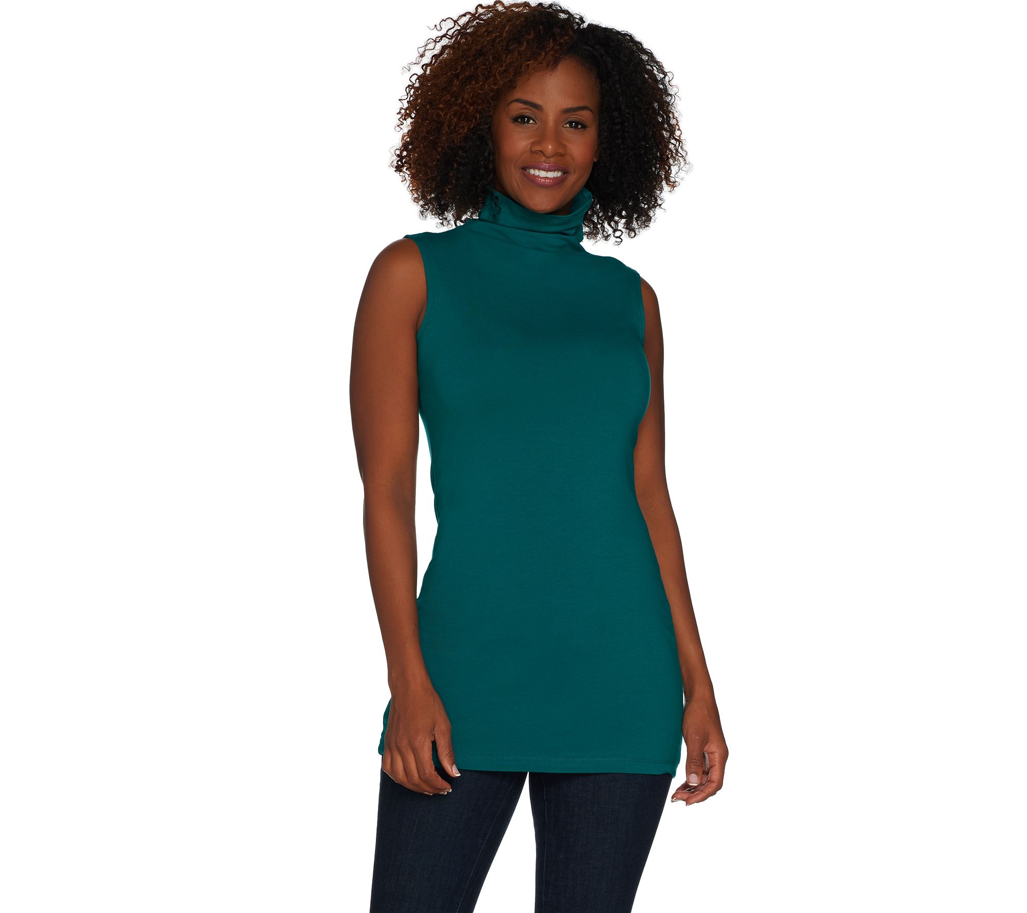 Women with Control Long and Lean Sleeveless Funnel Neck Top — QVC.com