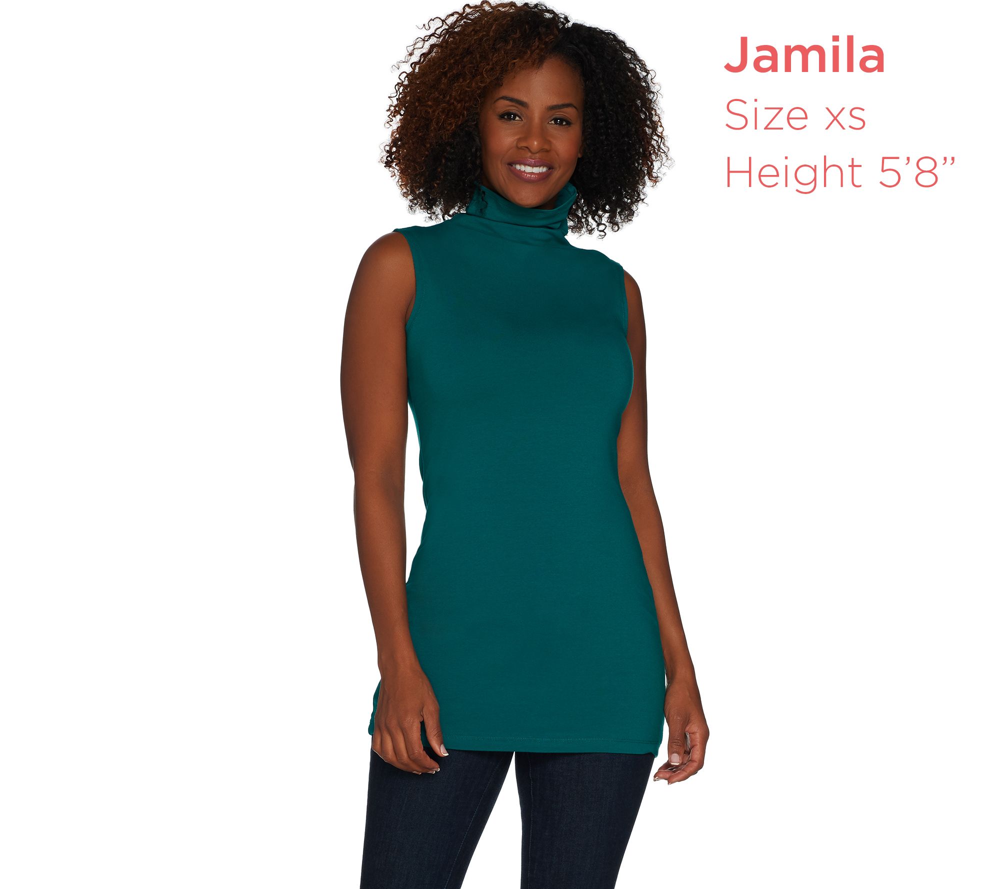 Women with Control Long and Lean Sleeveless Funnel Neck Top - QVC.com