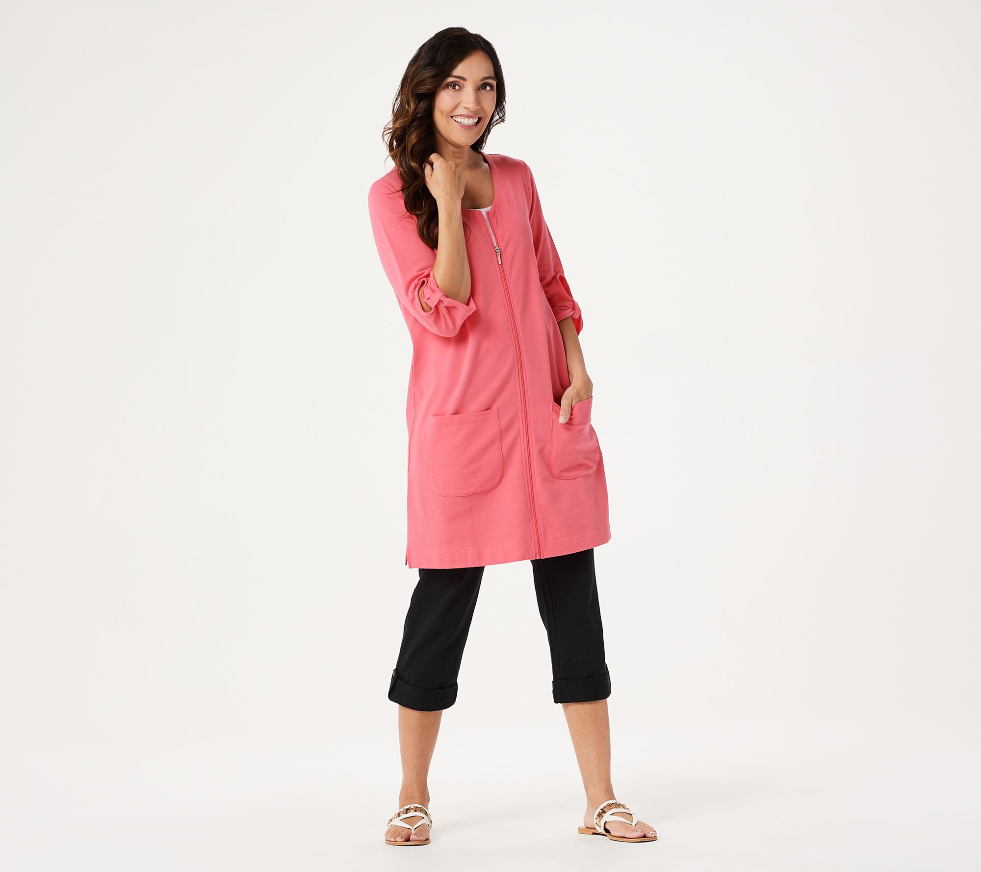 Denim & Co. French Terry Front Zip Beach Cover-Up - QVC.com