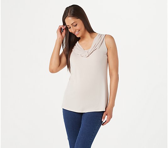 Susan Graver Liquid Knit Sleeveless Top with Two-Way Cowl