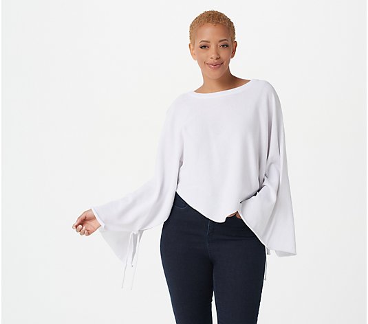 Seed to Style Organic Cotton Crew-Neck Poncho with Tie Sleeves