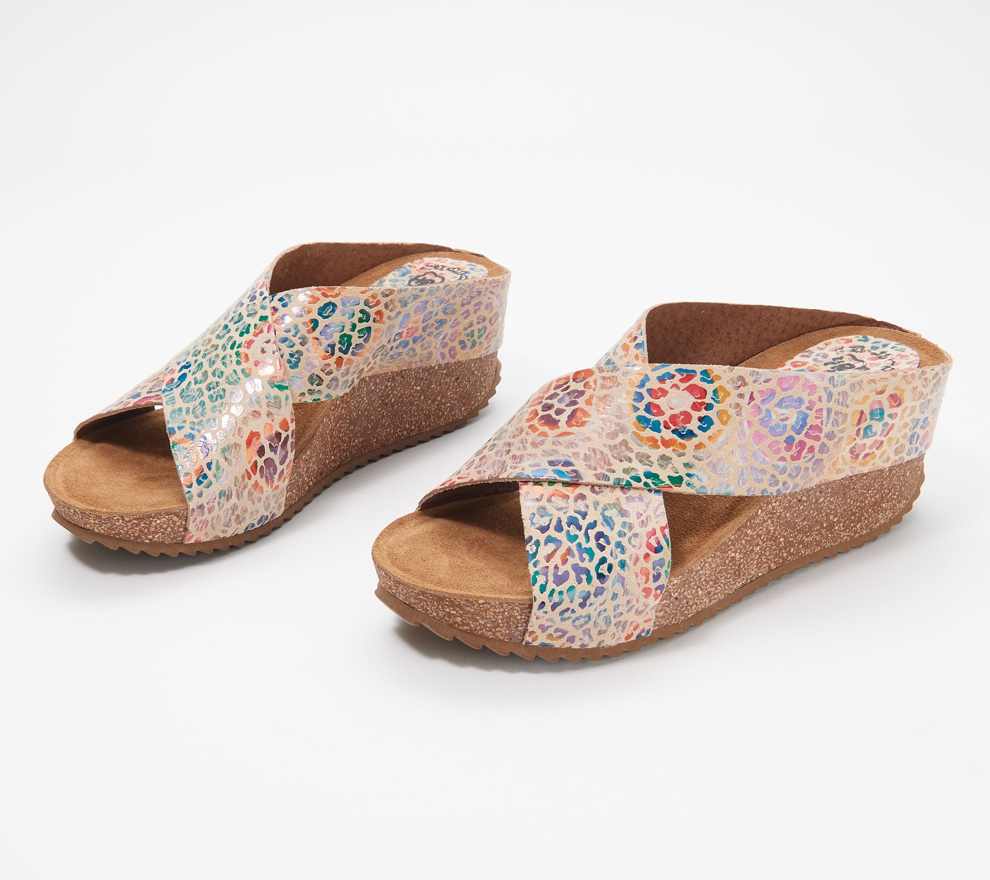 Hee Leather Printed Wedge Sandals - QVC.com