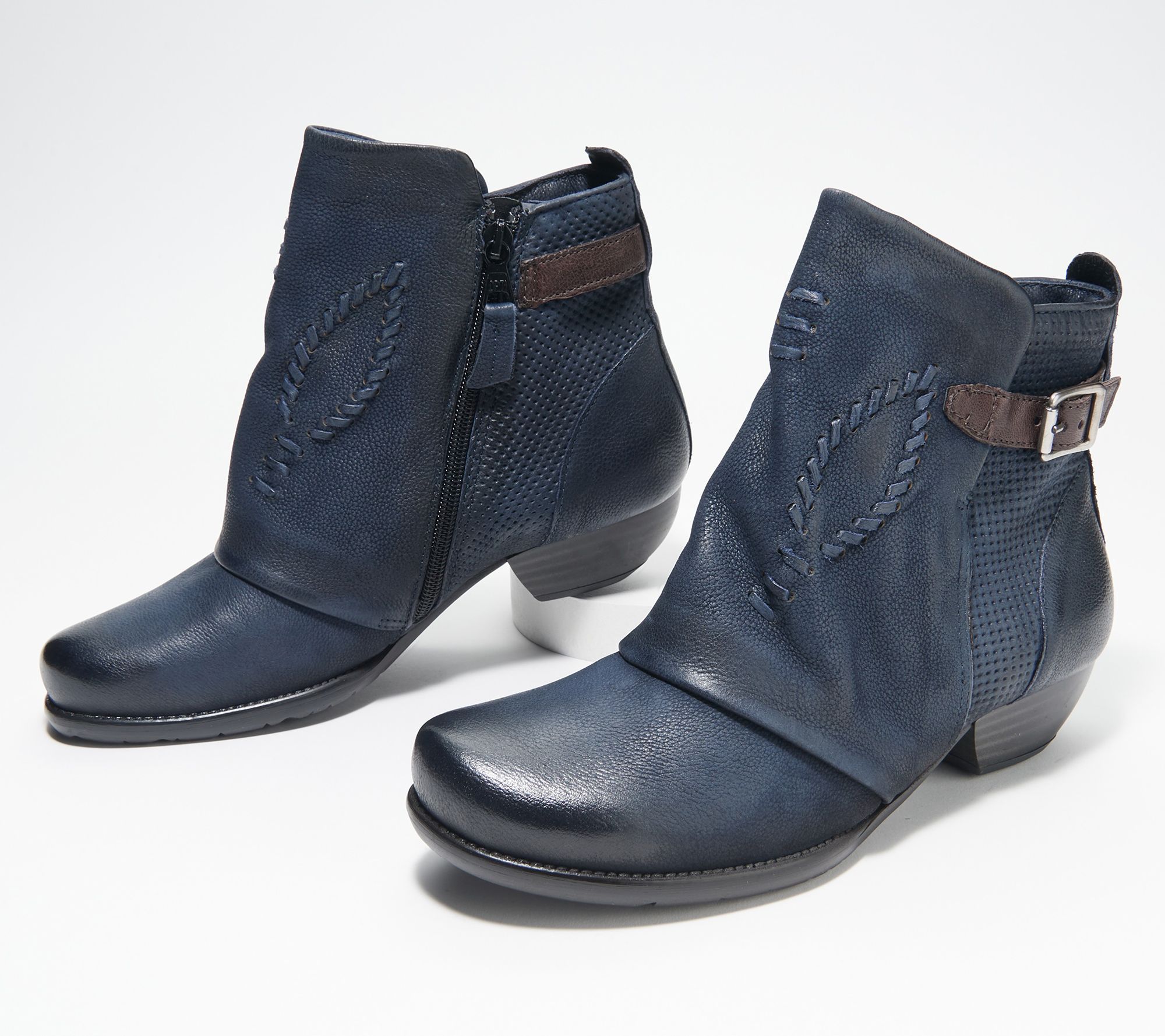 Miz Mooz Leather Whip Stitch Ankle Boots -Lynda, Size EU 40(US 9-9.5), Brandy
