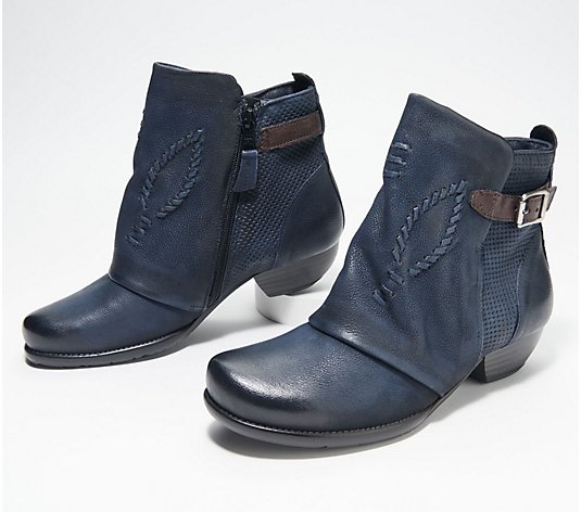 Miz Mooz Leather Wide Width Wrapped Ankle Boots - Mimic