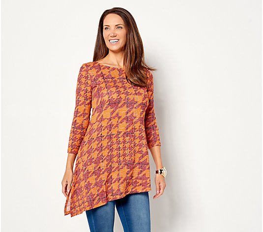 Attitudes by Renee Petite Casknit Houndstooth Asymmetric Top