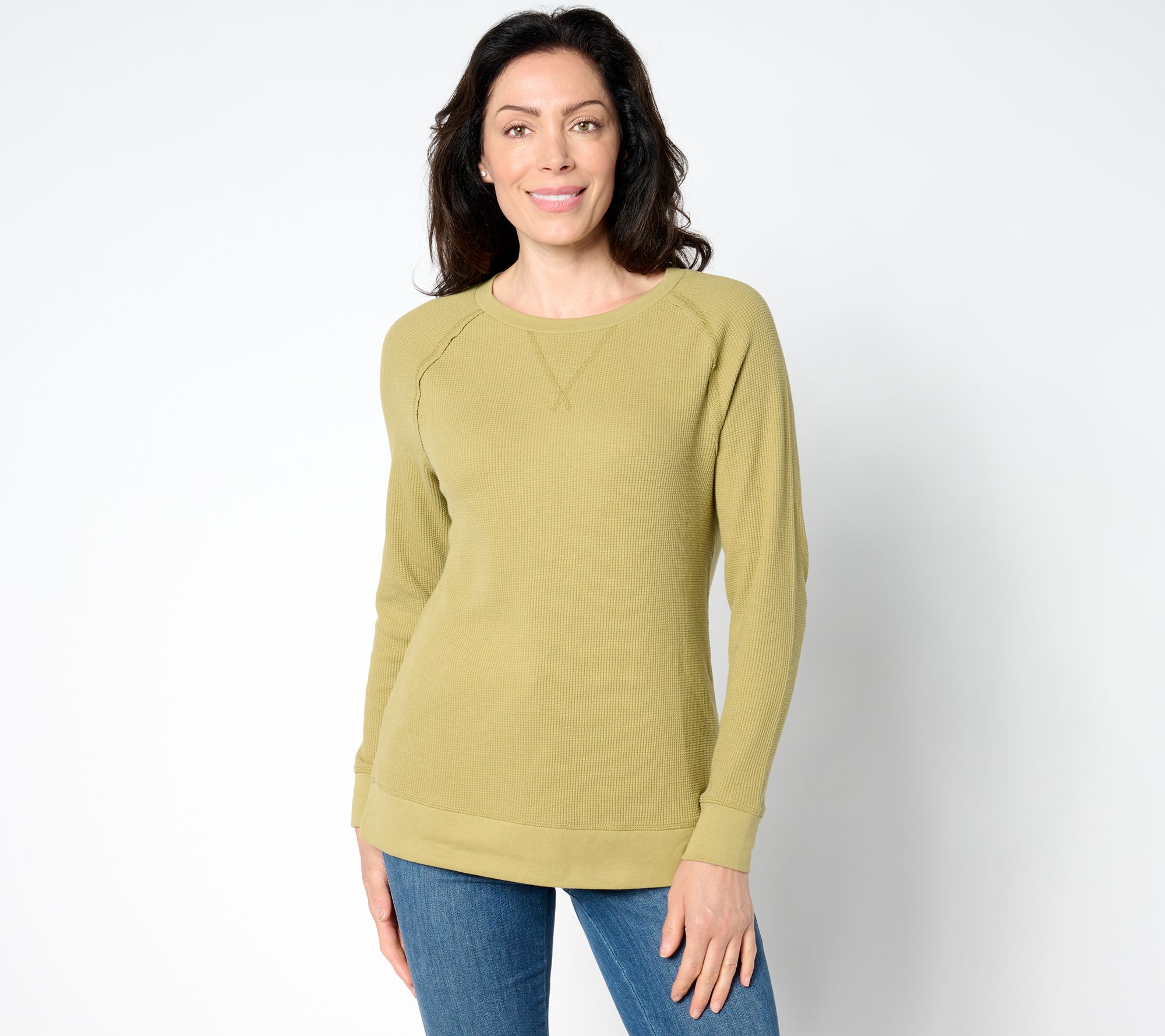 Belle by Kim Gravel Baby Waffle Sweatshirt with Raw Edges - QVC.com