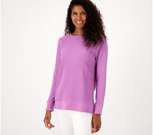 Belle by Kim Gravel Baby Waffle Sweatshirt with Raw Edges