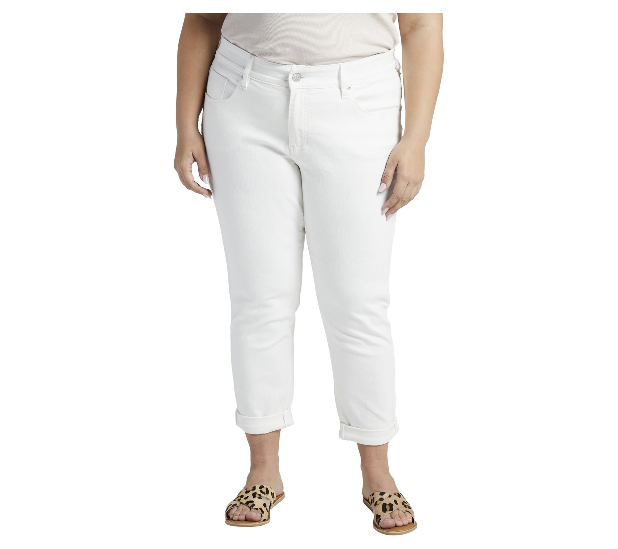 JAG Plus Size Carter Mid Rise Girlfriend Jeans -White - QVC.com