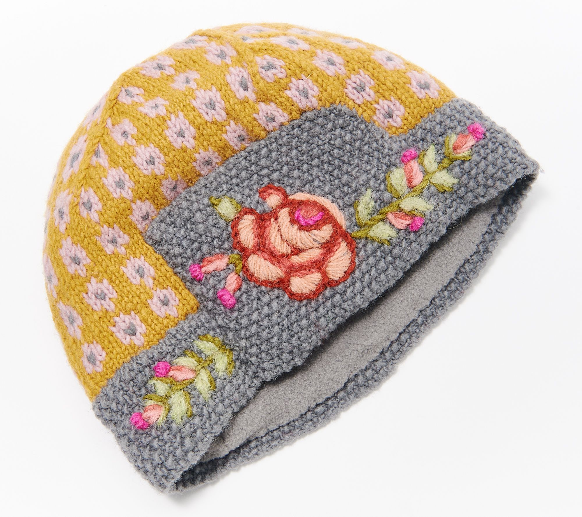 French Knot Lorelai Handknit Floral Embroidered Hat French Knot Lorelai Handknit Floral Embroidered Hat on QVC  main image 3