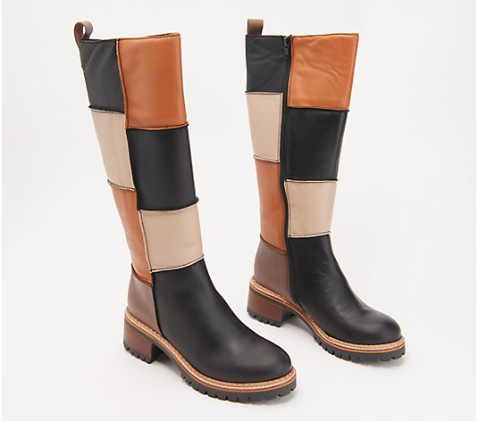 Hee Leather Patchwork Tall Shaft Boots