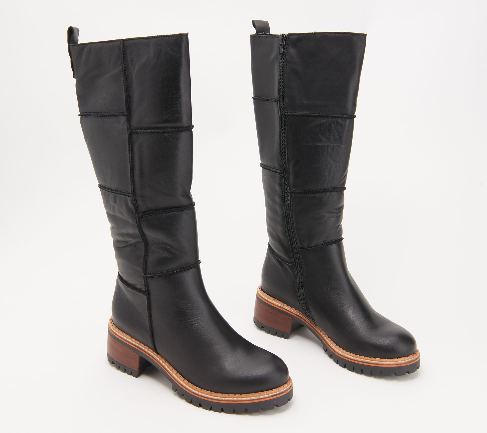 Hee Leather Patchwork Tall Shaft Boots