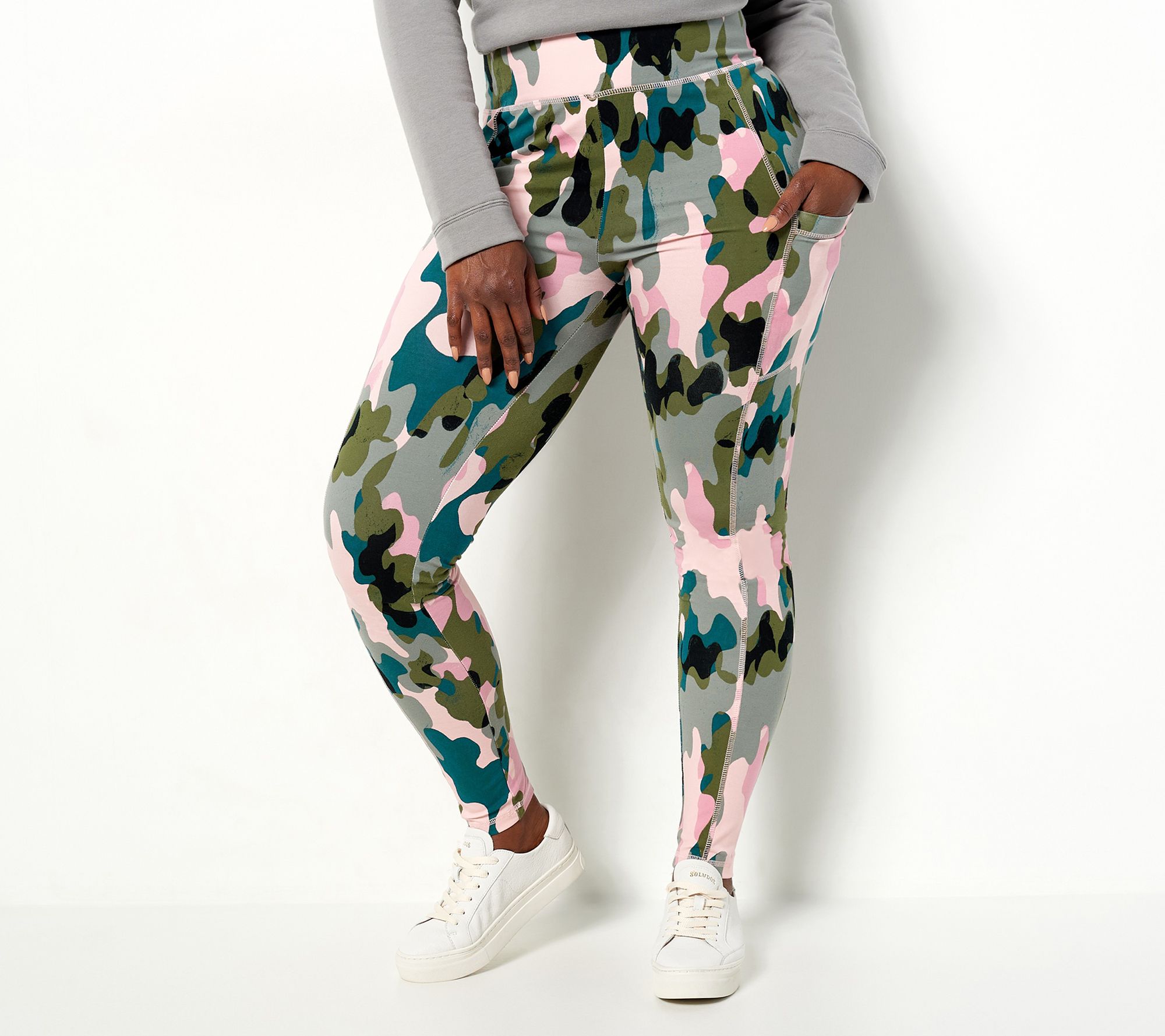 As Is LOGO Lounge by Lori Goldstein Tall Camo Leggings with