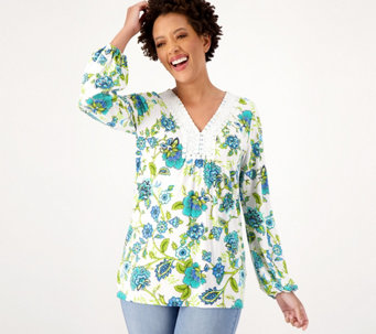 Susan Graver Weekend Printed Regular Cool Touch V-Neck Tunic