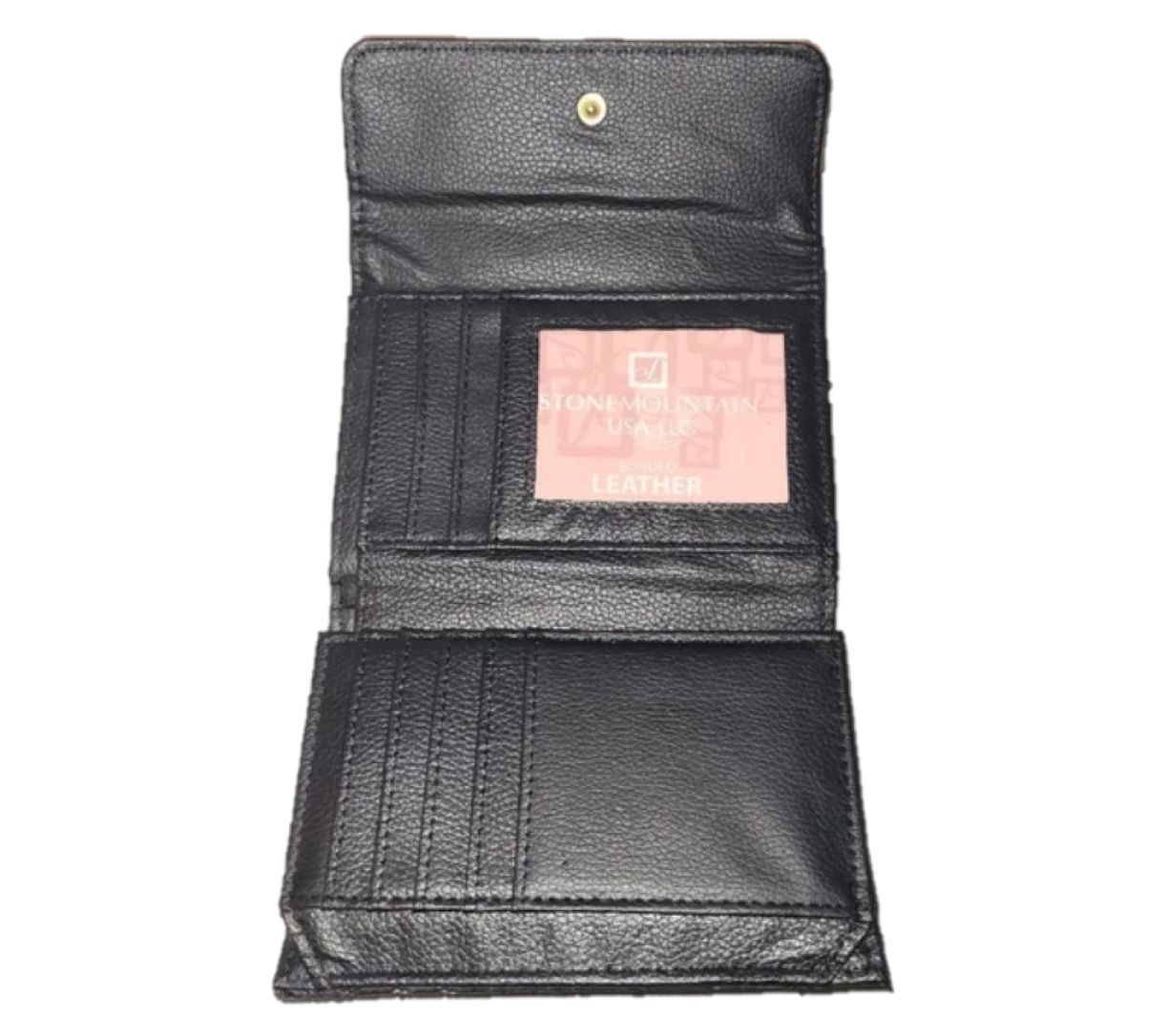 Stone Mountain Leather Paisley Small Trifold Wallet-Black 