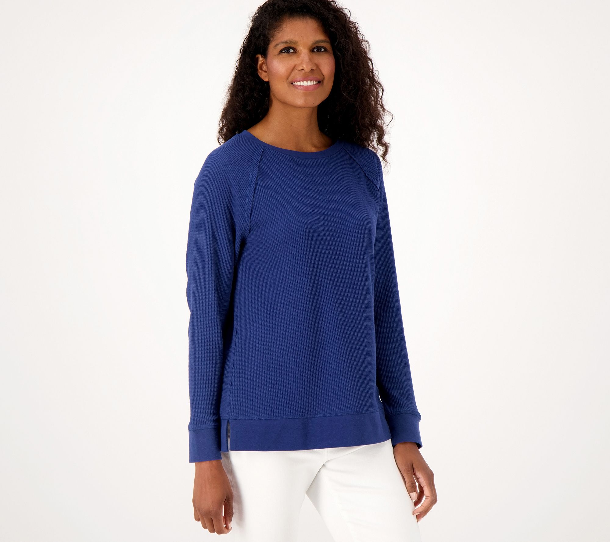 "As Is" Belle by Kim Gravel Baby Waffle Sweatshirt with Raw Edges