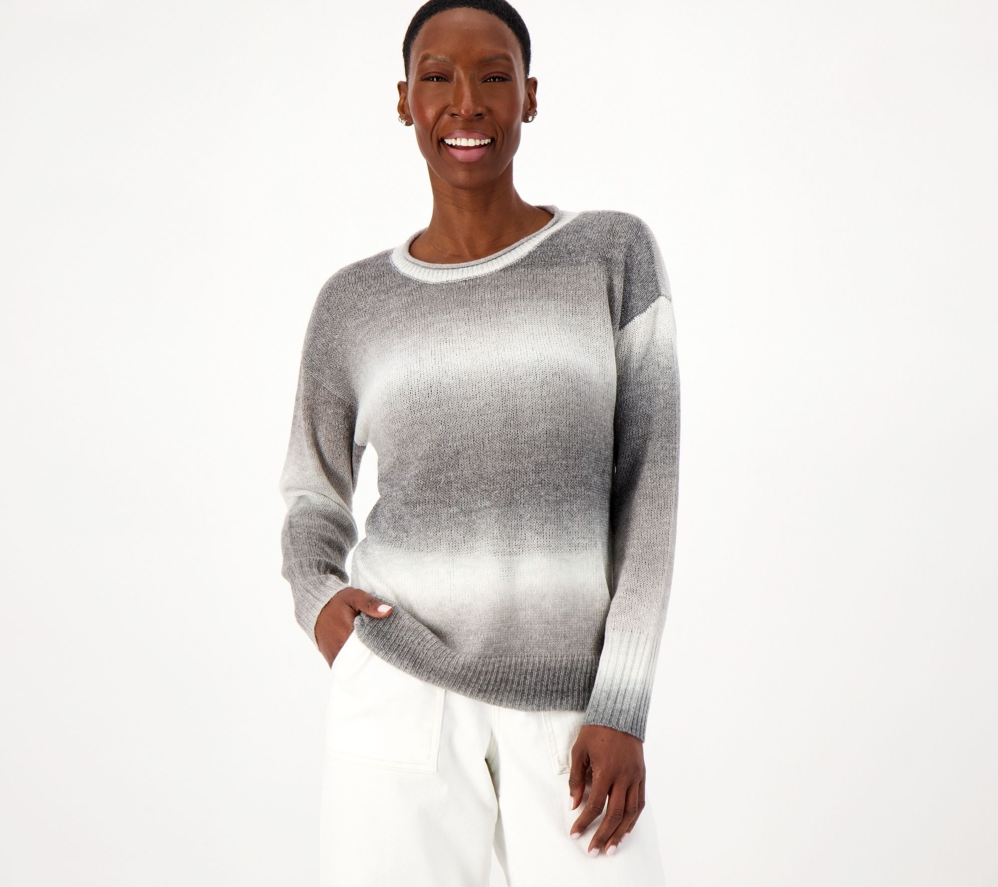 LOGO by Lori Goldstein Ombre Pullover Sweater