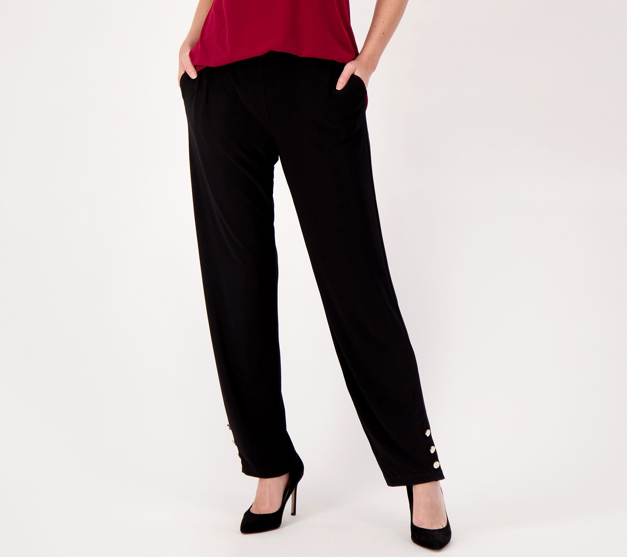 "As Is" Dennis Basso Petite Italia Knit Straight Leg Pants