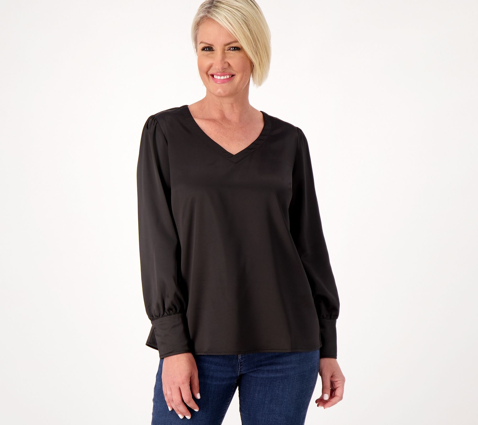 "As Is" Belle by Kim Gravel Stretch Charmeuse Holiday Blouse