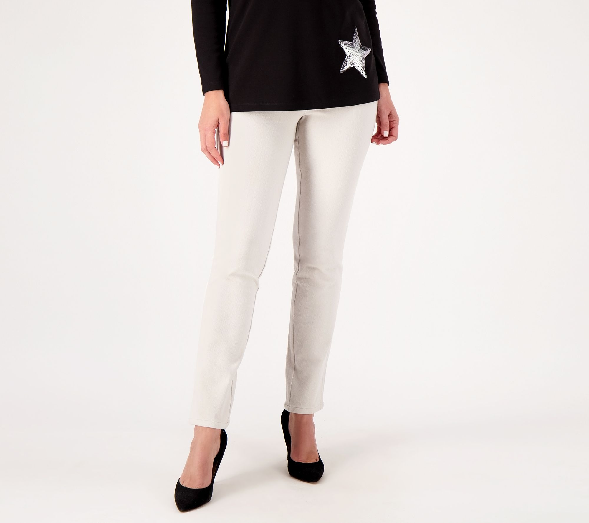 "As Is" Belle by Kim Gravel Reg Flexibelle Slim Straight Leg Jeans