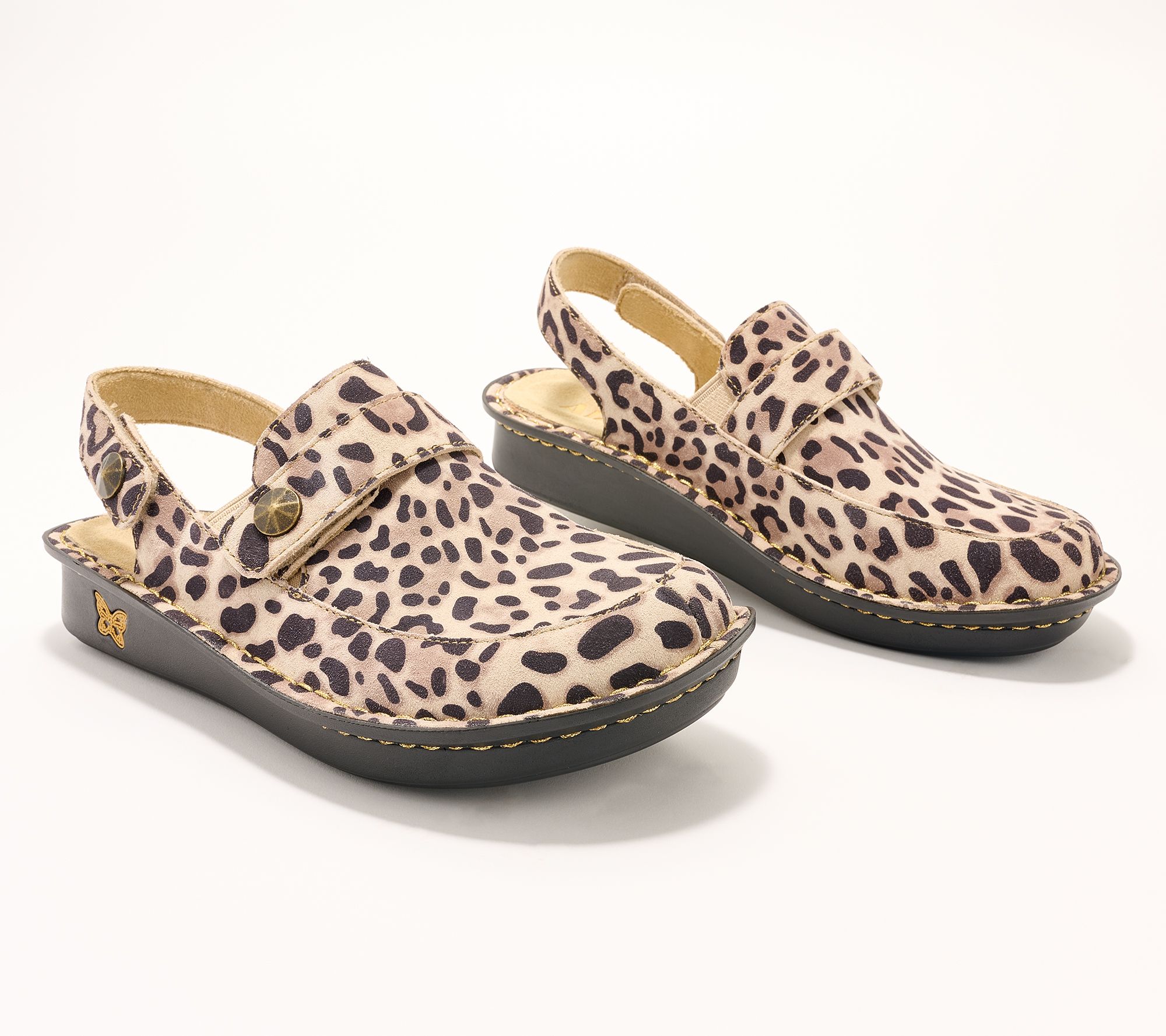 "As Is" Alegria Leather Backstrap Clogs - Farah