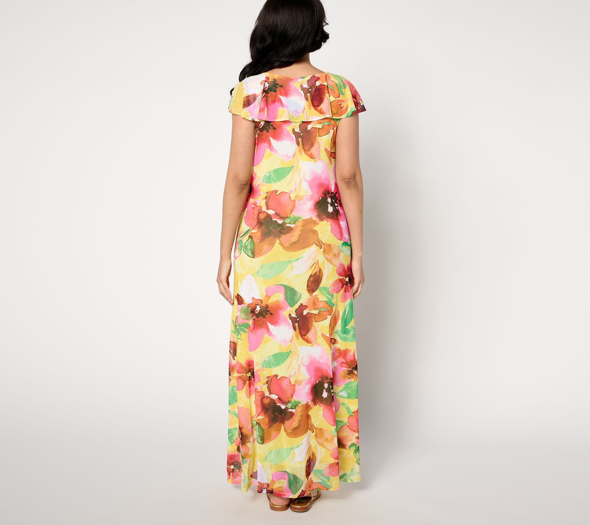 Attitudes by Renee Mesh Ruffle Maxi Dress QVC