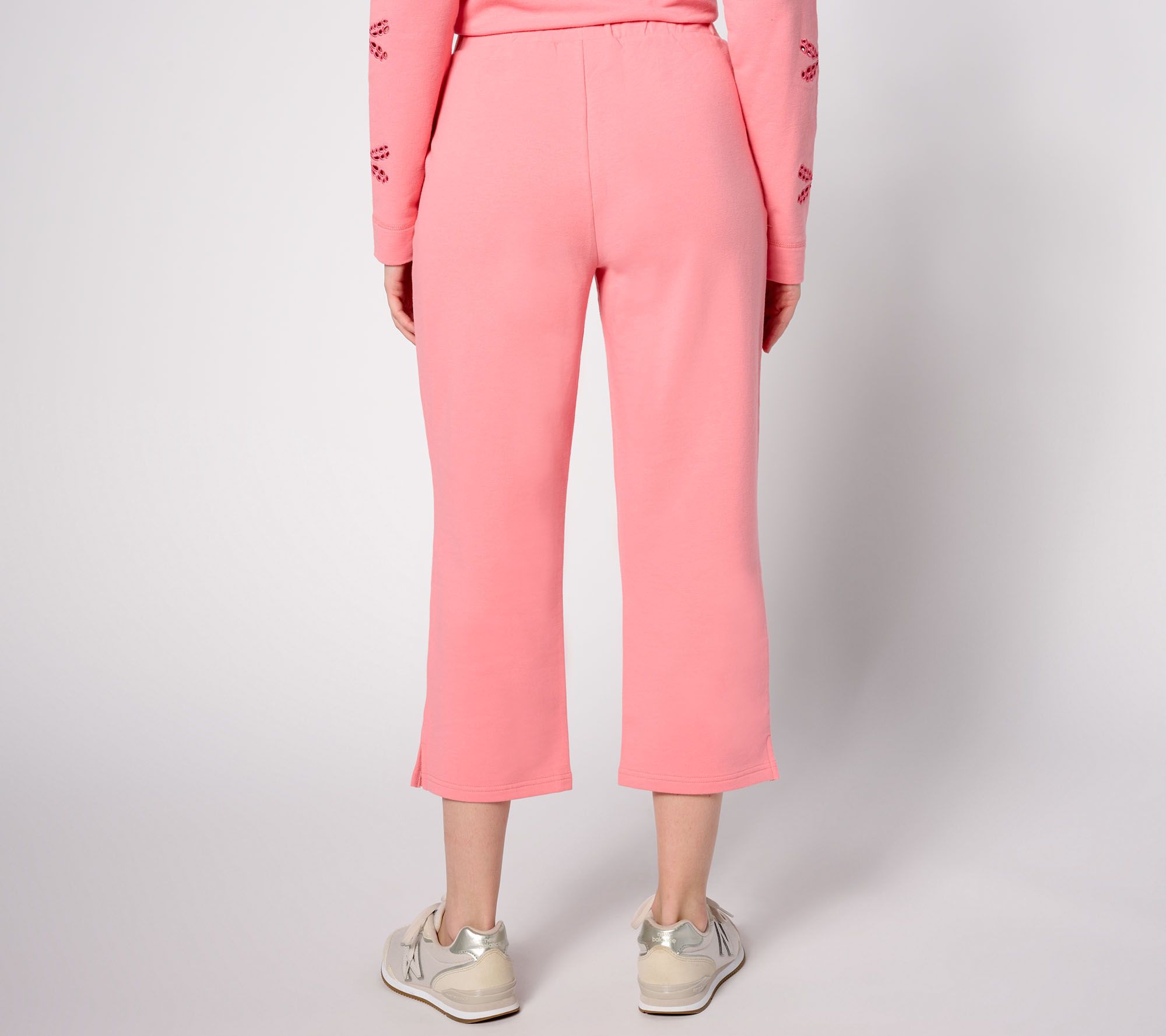 Quacker Factory Eyelet Elegance French Terry Crop Pant - QVC.com