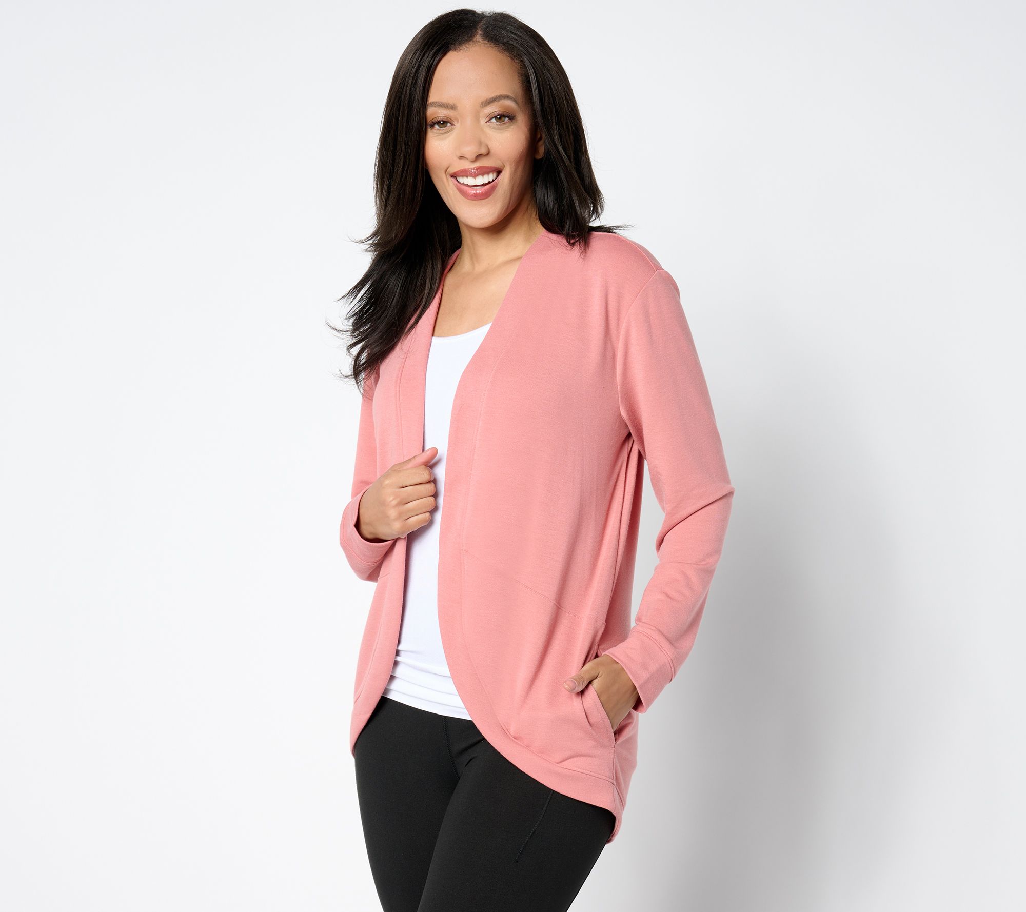 Denim Co. Active Regular Soft Blend Knit Cocoon Cardigan QVC