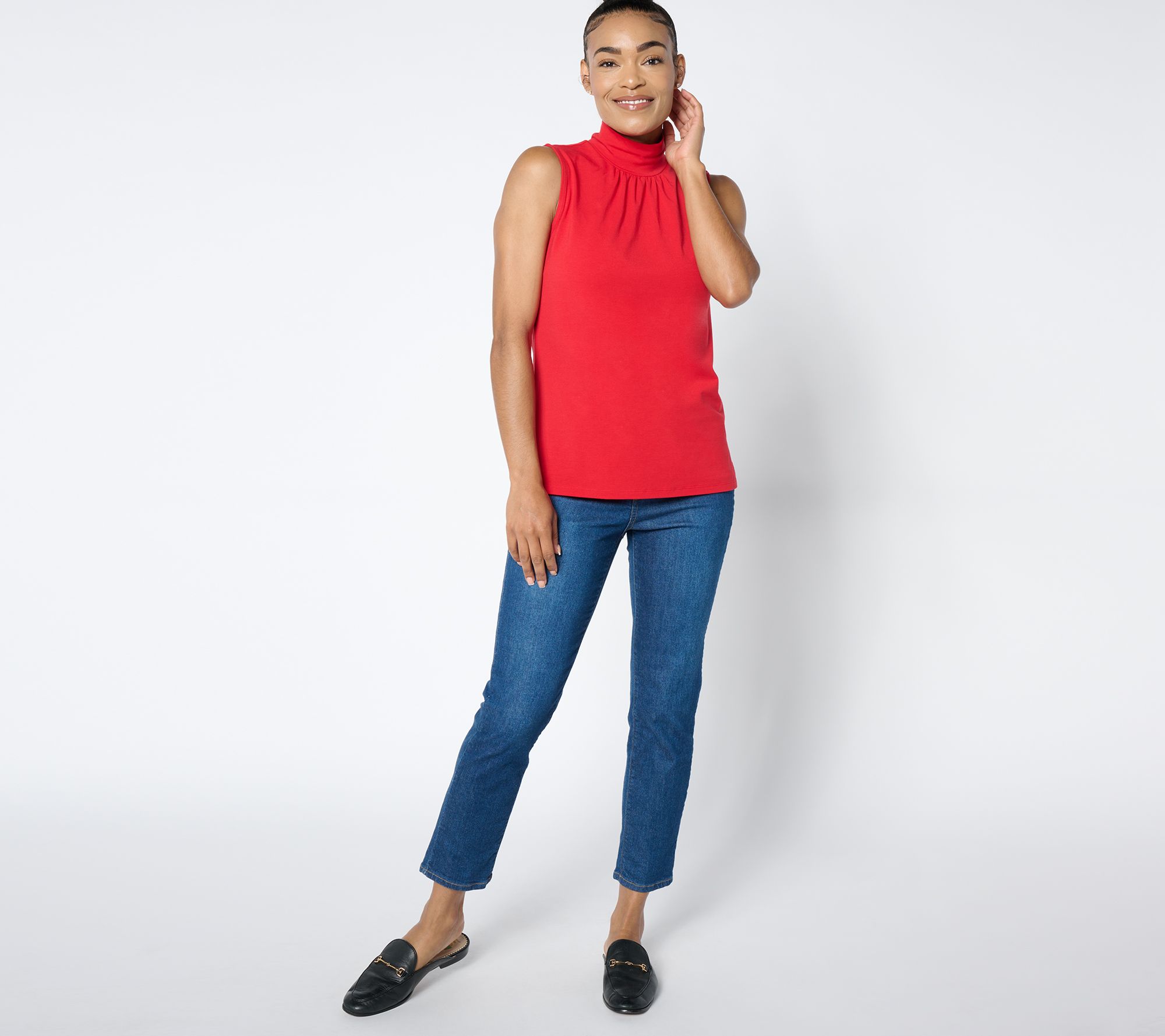 Isaac Mizrahi Live! Essentials Mock Neck Sleeveless Top w