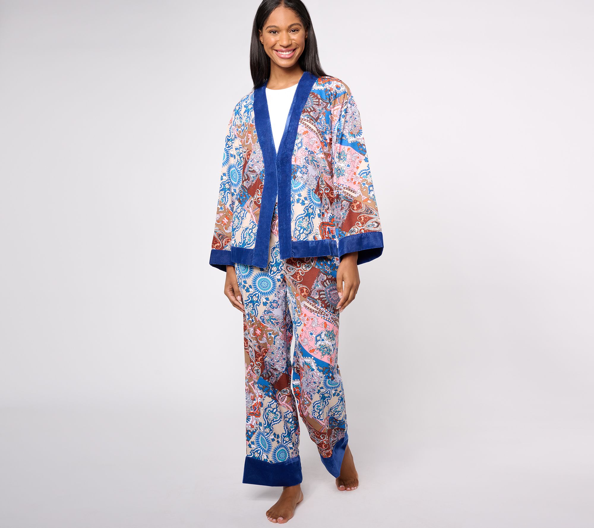 "As Is" Tolani Analia Three Piece Sleep Set with Velvet Trim